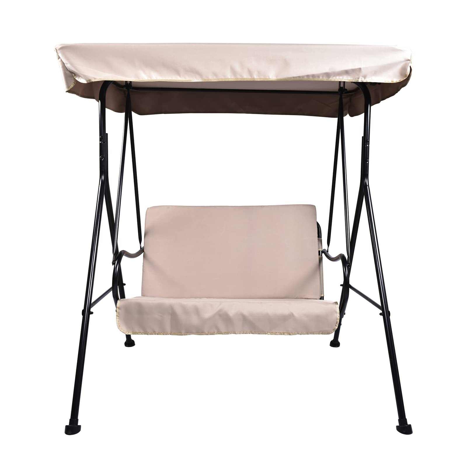 LIBOOI 2-Seat Outdoor Patio Swing Chair with Removable Cushion & Adjustable Canopy - Perfect for Backyard, Garden, Porch or Lawn Relaxation