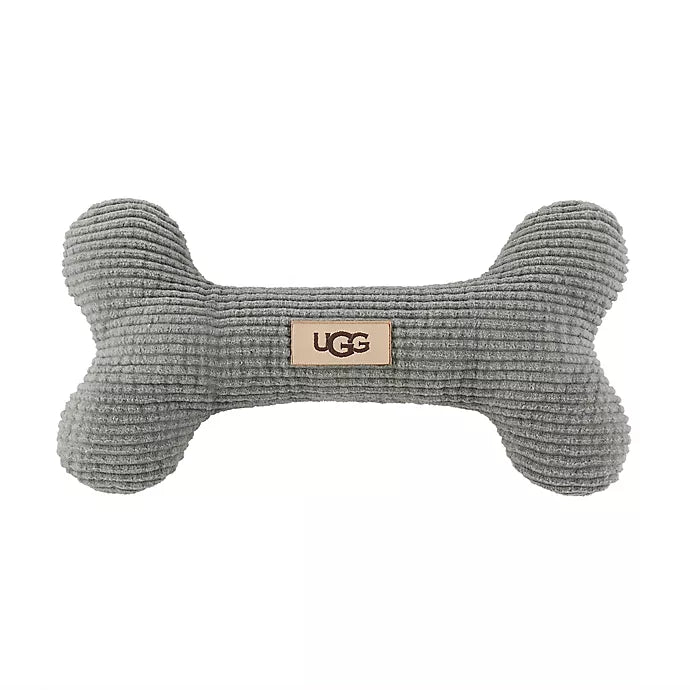 UGG® Classic Corduroy Dog Toy for Small & Medium Dogs - Soft & Durable Seal Grey Plush Chew Toy - Perfect for Indoor Play, Cuddling & Training Sessions