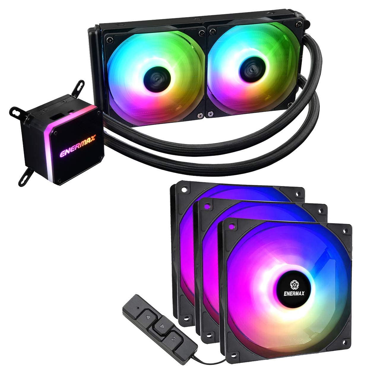 Enermax Liqmax III 240 ARGB AIO Liquid CPU Cooler with HF120 RGB PWM Fans 3-Pack - High Performance Cooling for Gaming PC, Workstation, and Overclocking