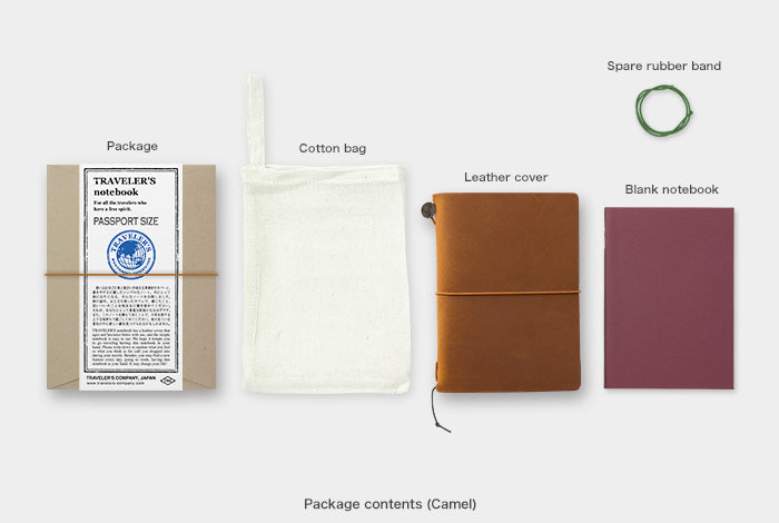 TRAVELER'S COMPANY TRAVELER'S Notebook Starter Kit - Passport Size in Camel Brown | Premium Travel Journal for Writing, Sketching & Memory Keeping | Perfect Gift for Travelers, Writers & Artists