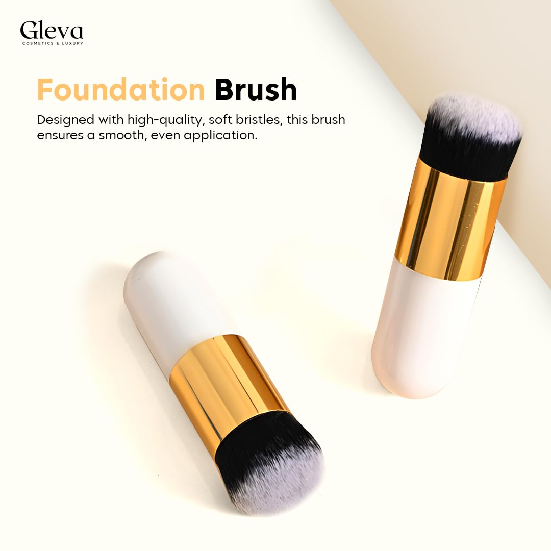 Gleva Professional Makeup Brush Set - Soft & Dense Kabuki Brush for Flawless Liquid, Cream & Powder Foundation Application | Even Coverage & Seamless Blending | Perfect for Travel & Everyday Makeup Routine