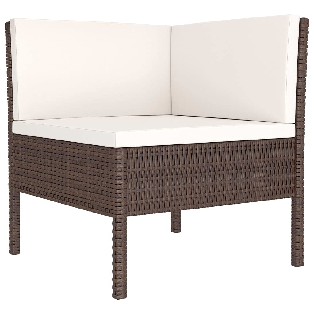 9-Piece Brown Poly Rattan Outdoor Sectional Sofa Set with Cushions - Patio Garden Lounge Furniture for Backyard, Poolside & Camping Use