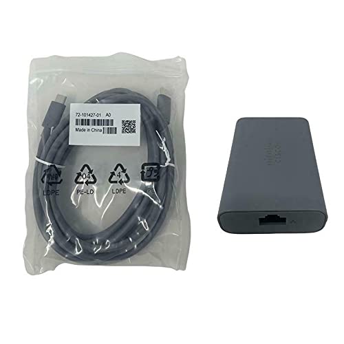 Original Cisco CP-8832-POE PoE Injector & USB-C Cable - Compatible with CP-8832, 8832NR, CP-8832-K9, CP-8832-NR-K9 IP Conference Phones - Power Over Ethernet Adapter for Office VoIP Phones & Conference Room Setup