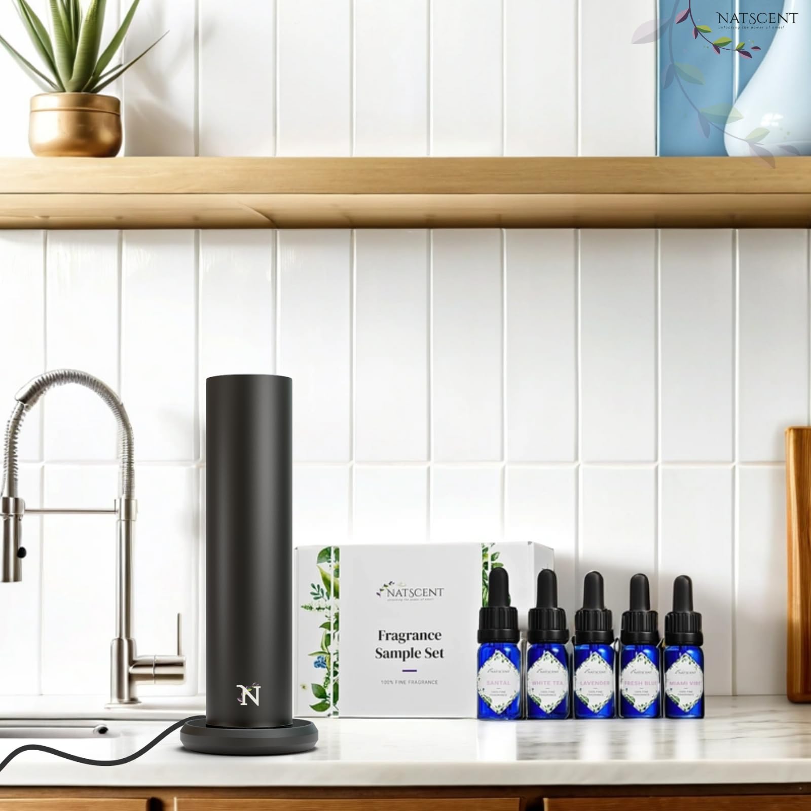 Premium Dynamo Essential Oil Diffuser for Large Spaces - 1000sq.ft Coverage, Smart App & Manual Control, Includes Fragrance Samples - Perfect for Home, Office, Spa & Hotel Aromatherapy (Black)