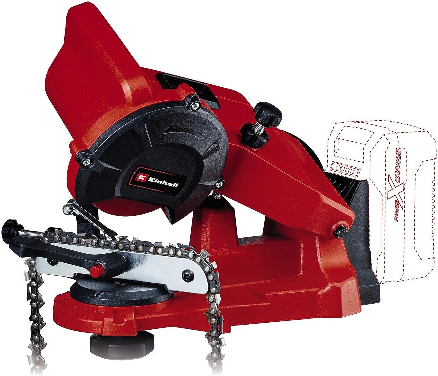 Einhell Cordless Chainsaw Chain Sharpener GE-CS 18 Li - Solo Power X-Change (18V, Clamping Device, Includes 1 Grinding Wheel) - Perfect for Outdoor Chainsaw Maintenance & DIY Woodworking Projects