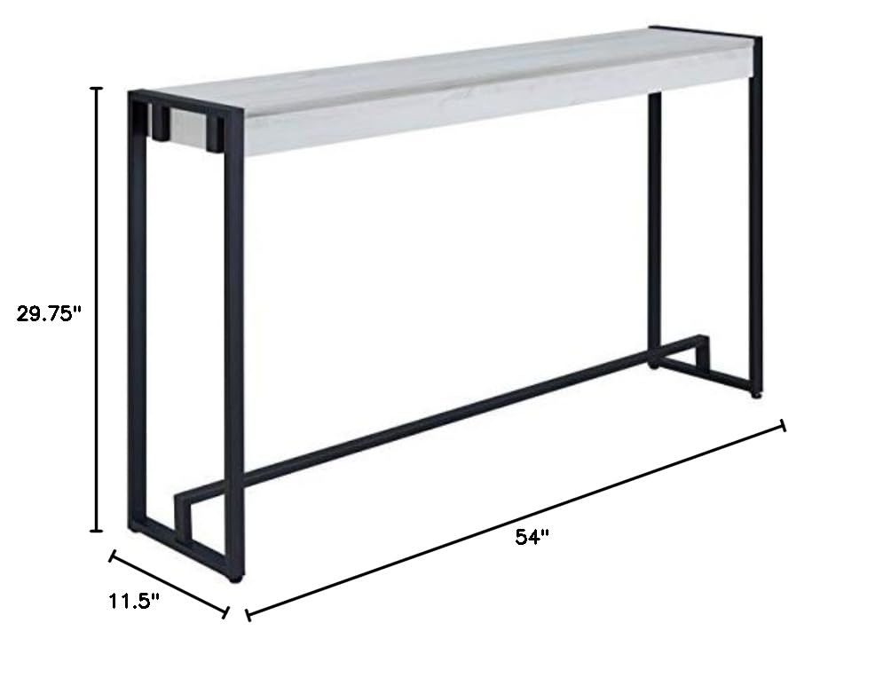 Holly & Martin Macen Console Table - Black with Distressed White Finish | Mid-Century Modern Entryway Table for Living Room, Hallway & Office Decor