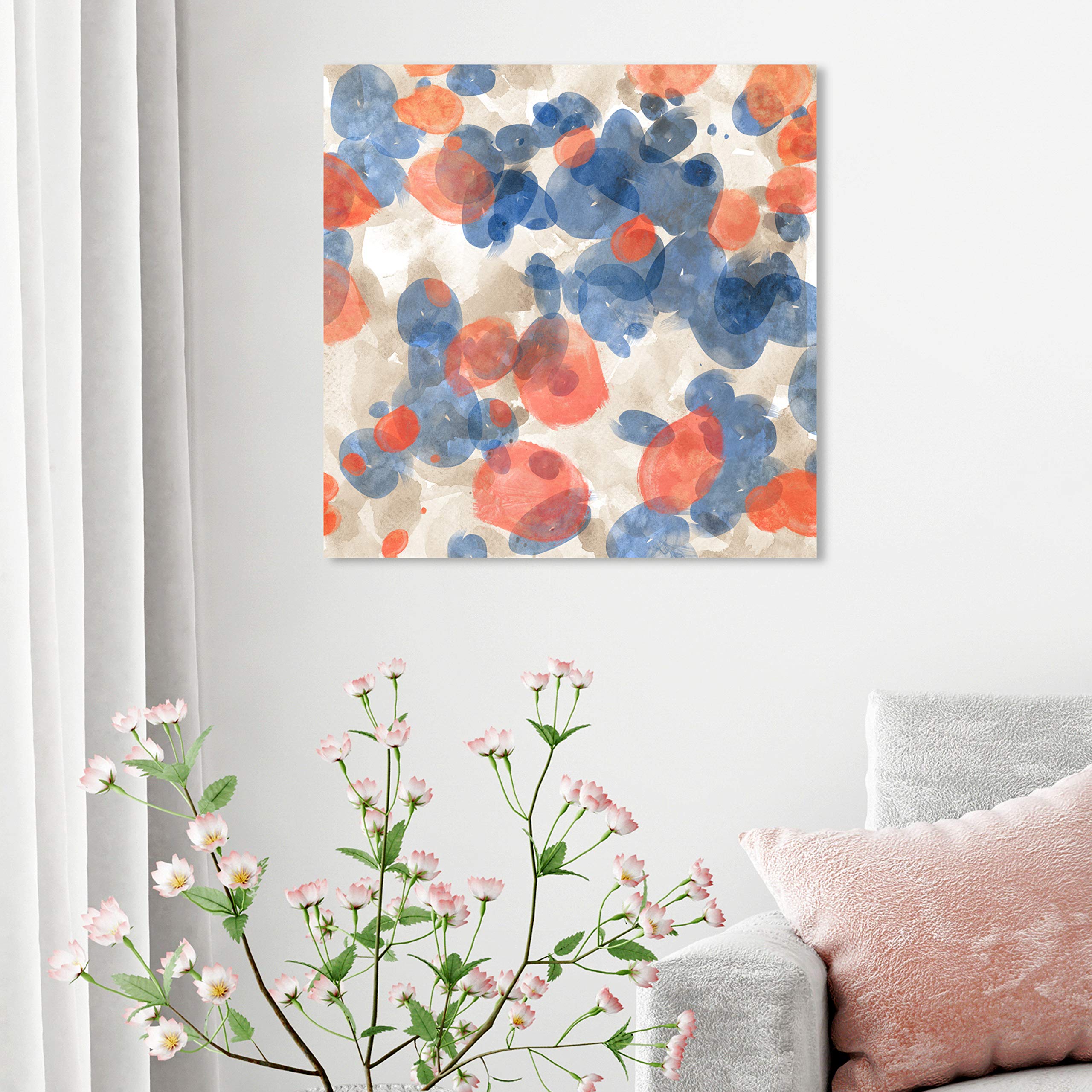 Floating Petals Abstract Wall Art Canvas Print - 24x24 Inch Modern Home Decor in White & Blue | Perfect for Living Room, Bedroom & Office Decor
