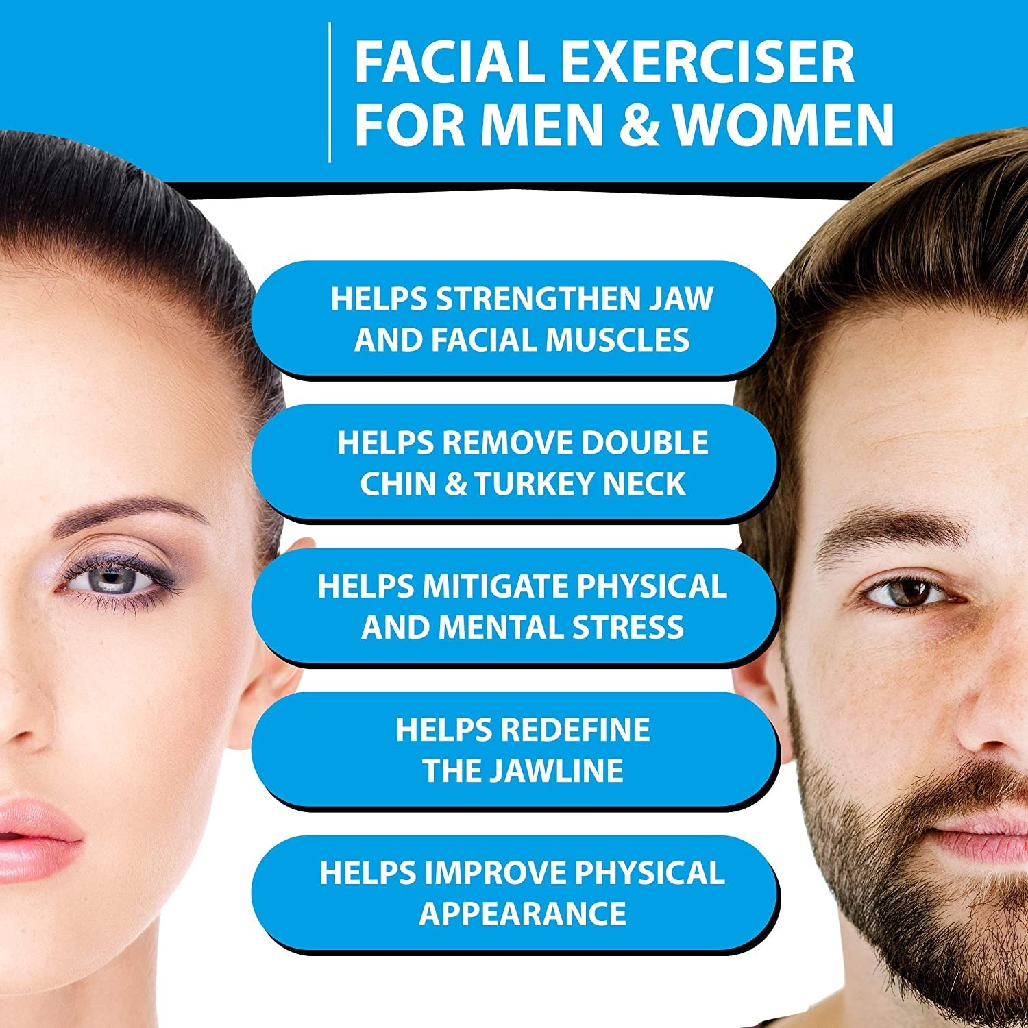 Frackson Jaw Exerciser for Men & Women - Jawline & Neck Toner, Facial Slimming Device for Defined Jawline & Toning - Perfect for Home Workouts, Gym, and Travel Fitness
