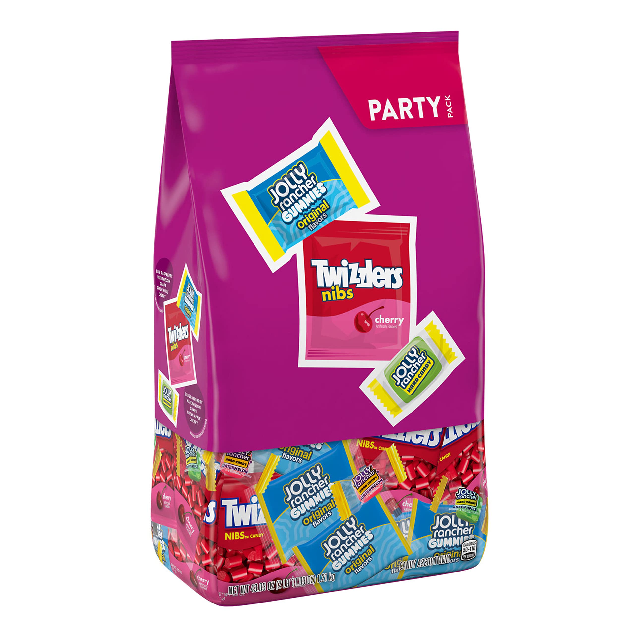 JOLLY RANCHER & TWIZZLERS Assorted Fruit Flavored Candy Party Pack - 43.03 oz Bulk Bag | Perfect for Halloween, Birthday Parties, Movie Nights & Office Treats