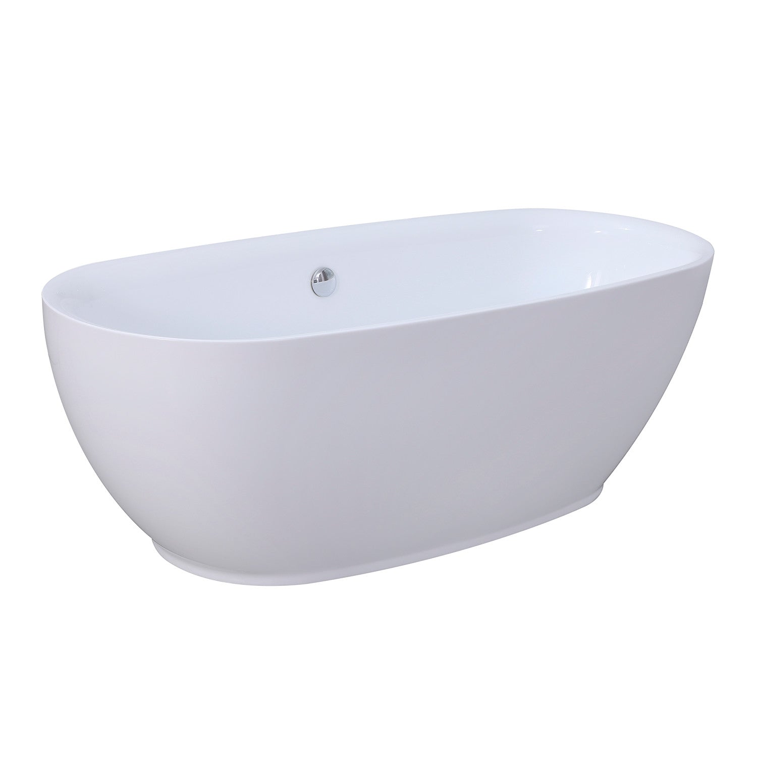 Aqua Eden 67-Inch Freestanding Acrylic Oval Bathtub - Glossy White Double-Ended Soaking Tub with Drain | Luxury Bathroom Upgrade for Spa-Like Relaxation at Home