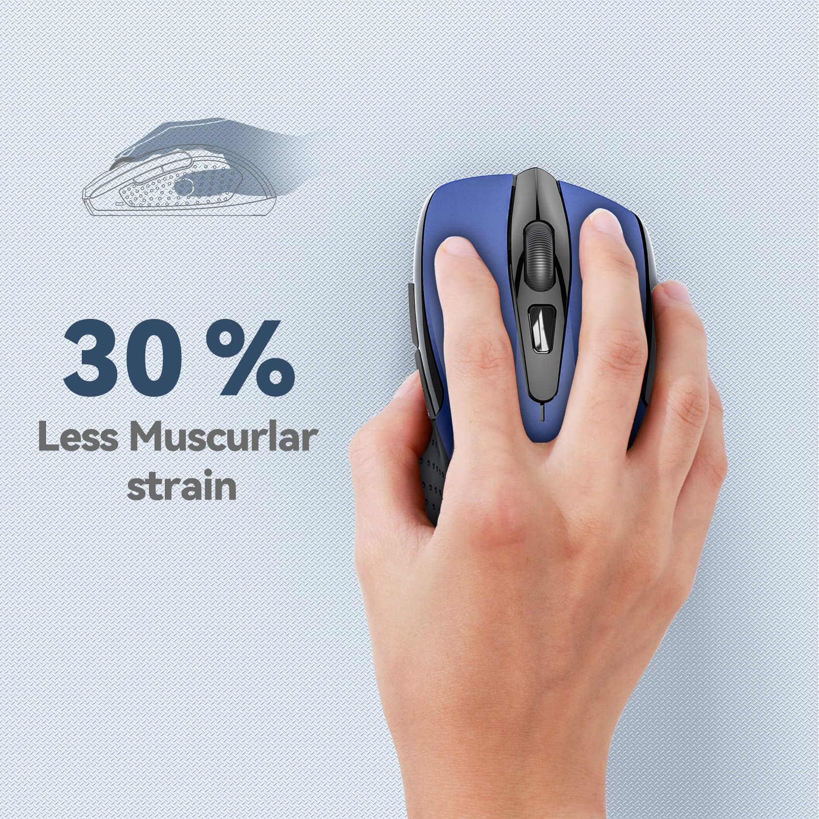 TECKNET Pro 2.4G Wireless Mouse - Ergonomic Computer Mouse with 2600 DPI, 6 Buttons & Nano USB Receiver | 24-Month Battery Life | Compatible with PC, Laptop (Windows/Mac) | Perfect for Office Work, Home Use & Gaming