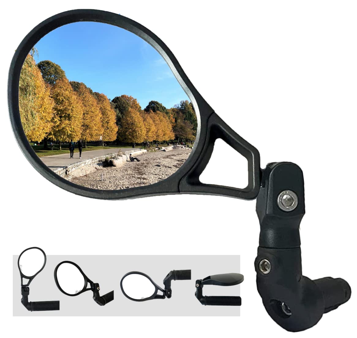 Hafny E13 Approved E-Bike Mirror - Large Surface Bar End Bike Mirror with HD Automotive Glass - Safe Blast-Resistant Cycling Mirror for Road Bikes, Mountain Bikes & Commuting