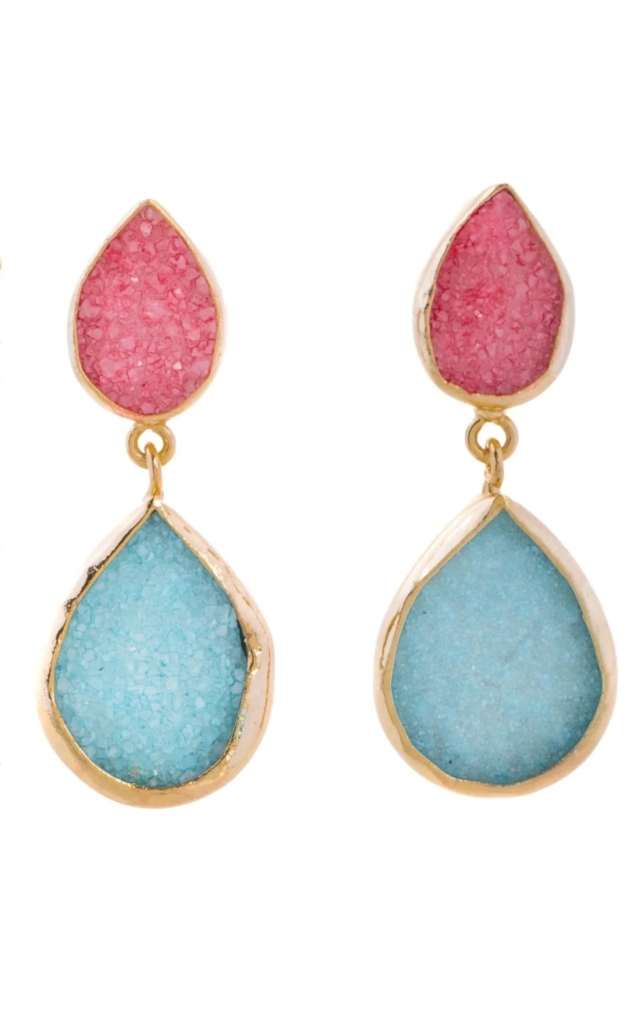 Druzy Crystal Dangle Earrings for Women - Elegant Gemstone Drop Earrings for Party, Wedding & Everyday Wear