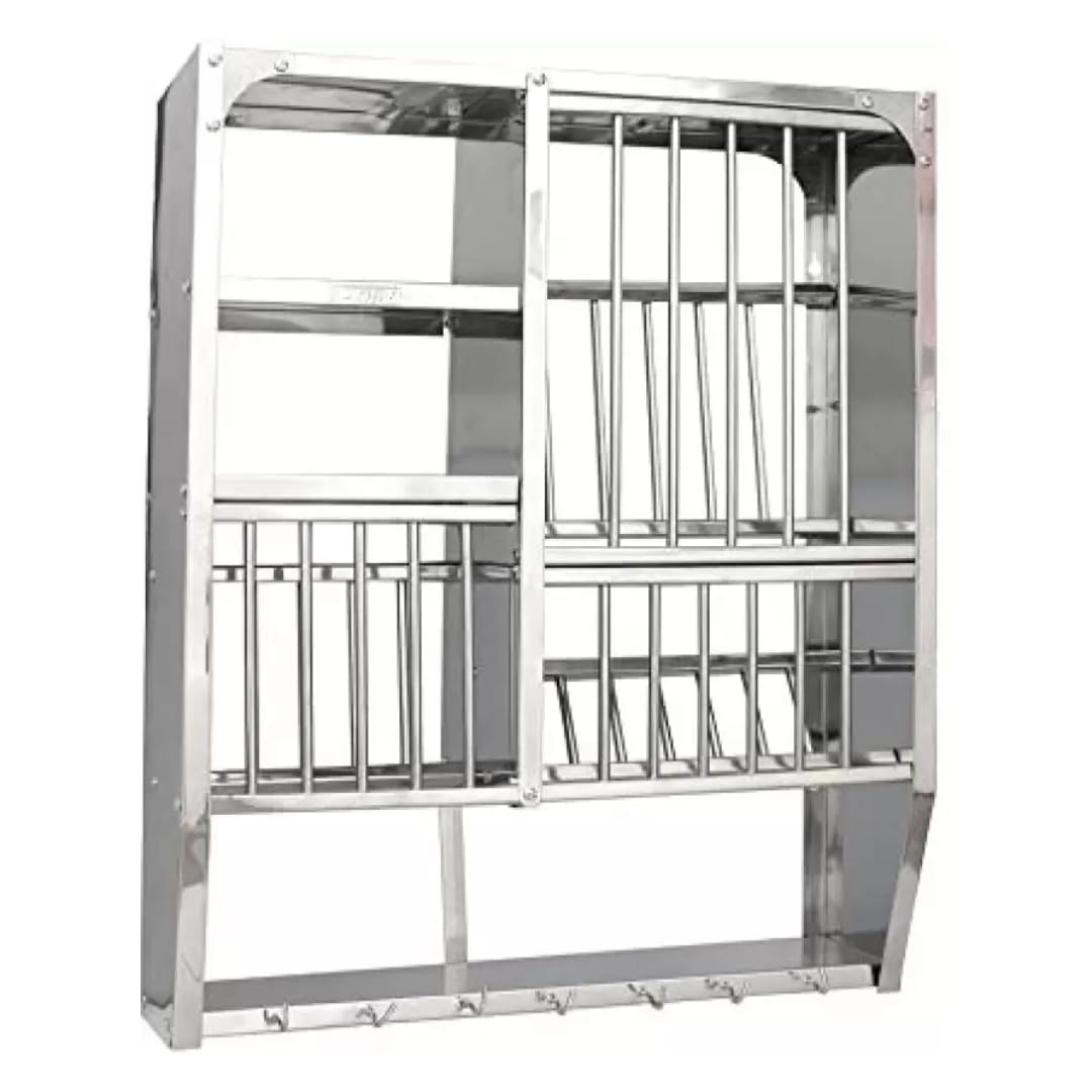 6-Tier Modern Wall-Mounted Steel Kitchen Rack (30x20 Inches) - Space Saving Utensil Organizer & Spice Storage Shelf - Perfect for Small Kitchens, Pantries & Apartment Living