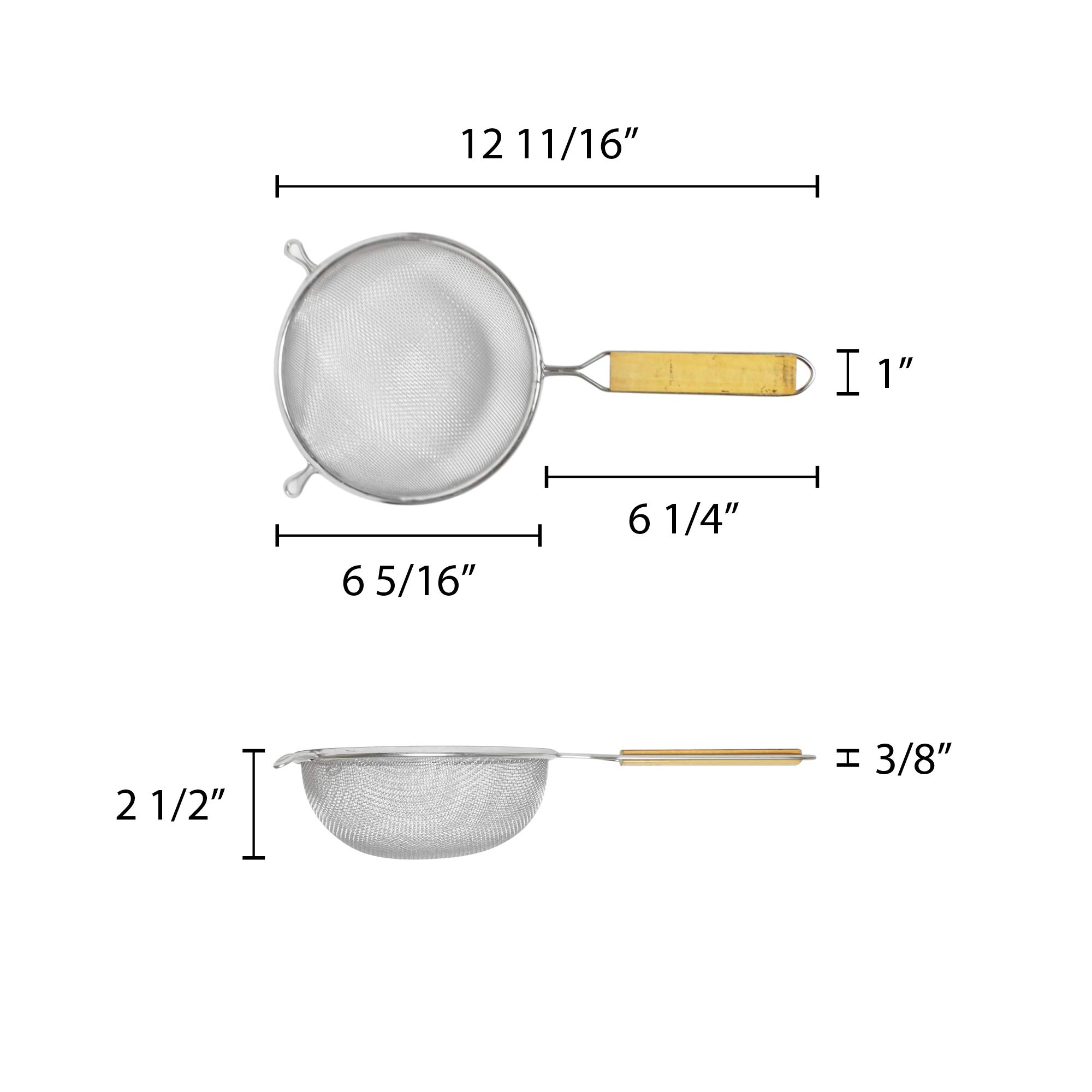 6-Inch Stainless Steel Single Mesh Strainer by Thunder Group - Perfect for Kitchen, Baking, and Cooking Needs