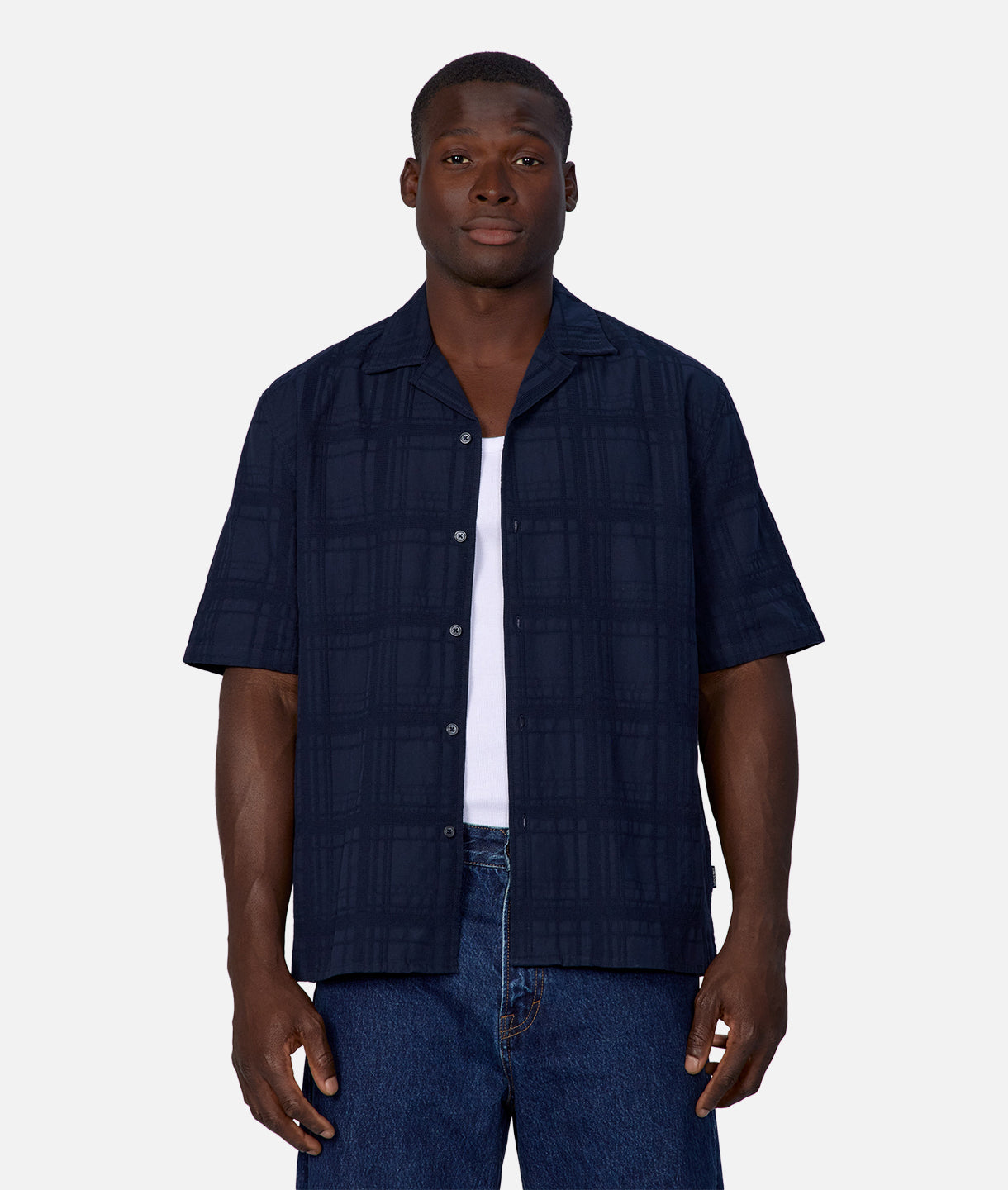 Dixon Short Sleeve Shirt for Men - Classic Navy Blue Casual Button Down Shirt | Perfect for Office, Business Casual, and Summer Outfits