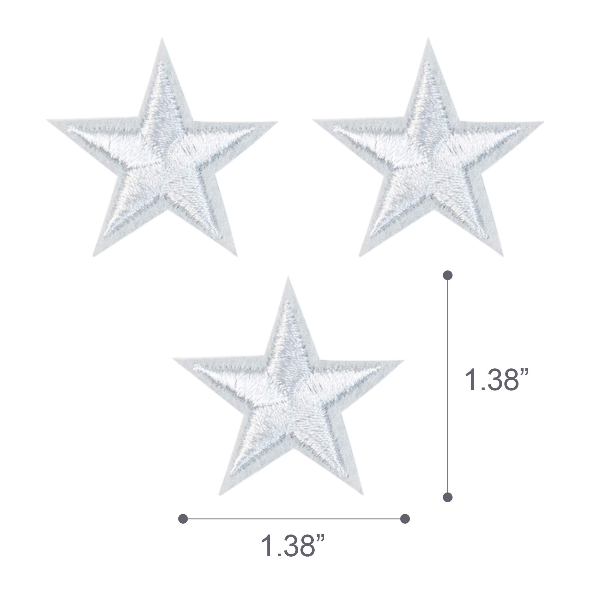 AUEAR 24 Pack White Star Iron On Patches - Embroidered Mini Sew On Appliques for Clothes, Jackets, Shoes | DIY Craft, Costume Design, Denim Repair
