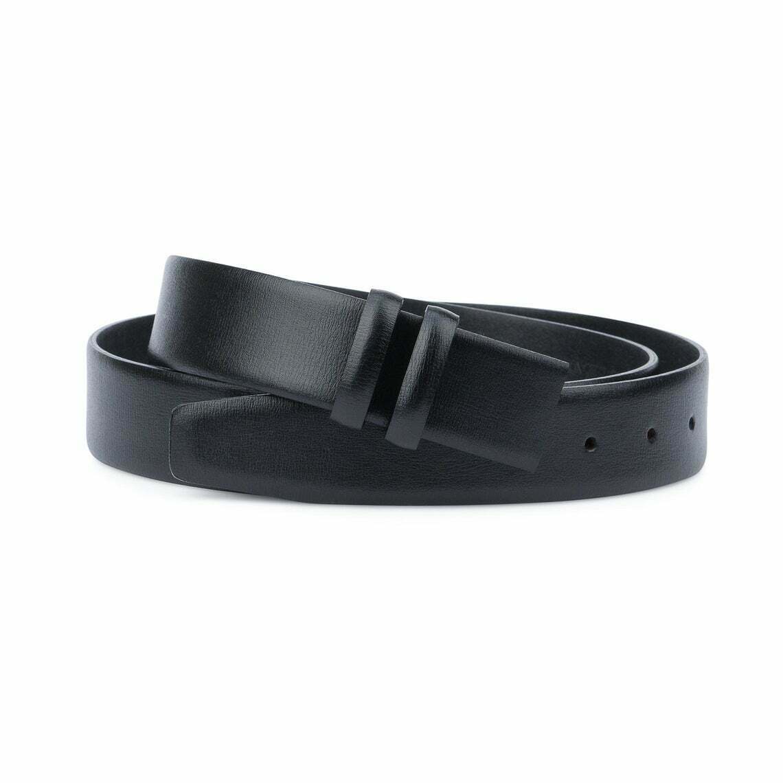 35mm Black Genuine Leather Belt Strap for Dunhill Men - No Buckle Replacement Belt for Formal & Casual Wear