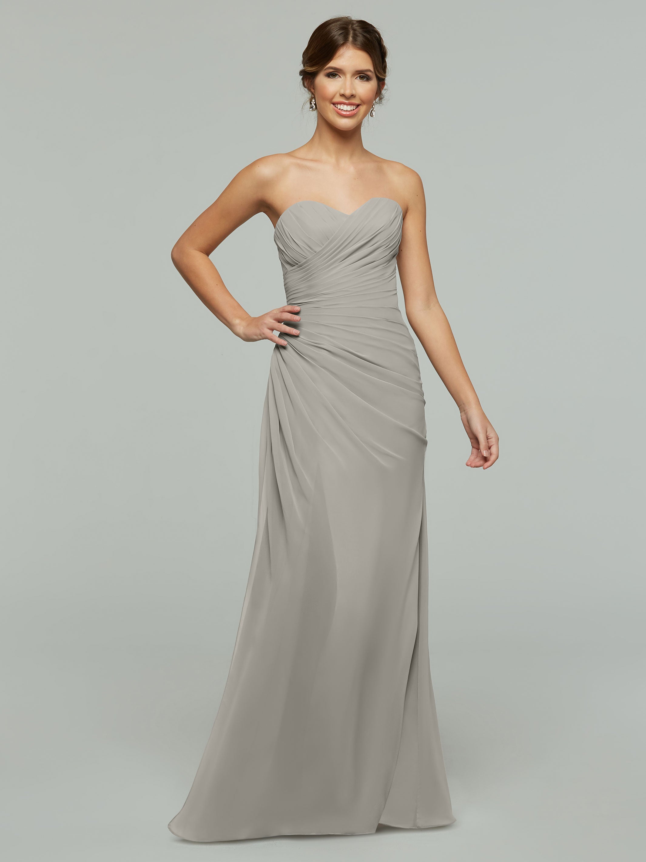 Elegant Strapless Sweetheart Chiffon Bridesmaid Dress with Ruching - Perfect for Weddings, Formal Events & Special Occasions