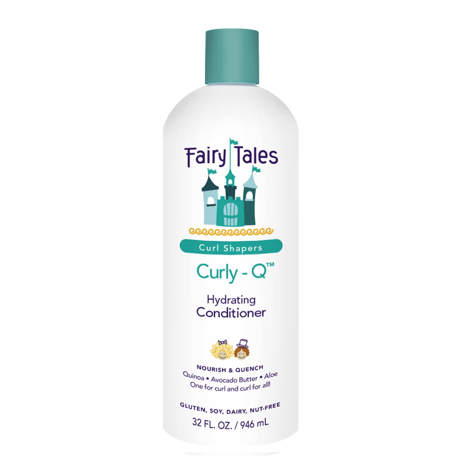 Fairy Tales Curly Q Kids Conditioner - Hydrating & Detangling for Curly, Coily & Multi-Cultural Hair - Paraben, Sulfate, Gluten & Nut Free - 32 oz - Perfect for Daily Hair Care & Gentle on Sensitive Scalps