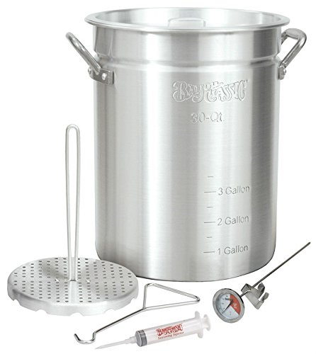 Bayou Classic 30QT Aluminum Turkey Fryer Pot with Basket - Outdoor Deep Fryer for Turkey, Chicken, Seafood - Perfect for Backyard BBQs, Camping & Holiday Cooking