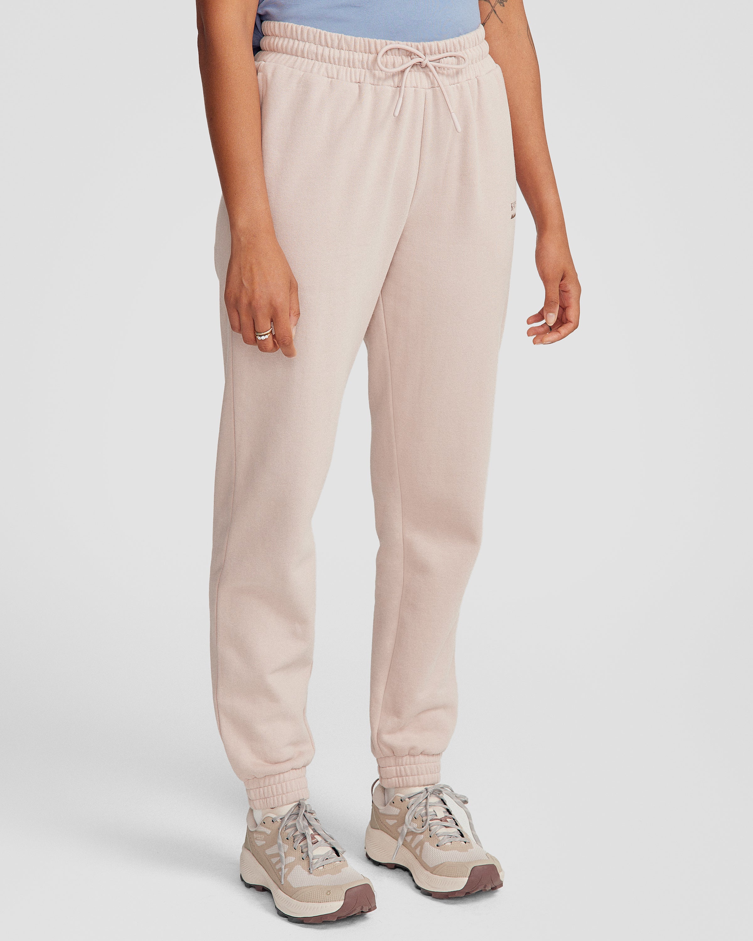 Women's Heritage Logo Slouchy Brushed Joggers - Light Taupe Comfortable Lounge Pants for Yoga, Running & Casual Wear