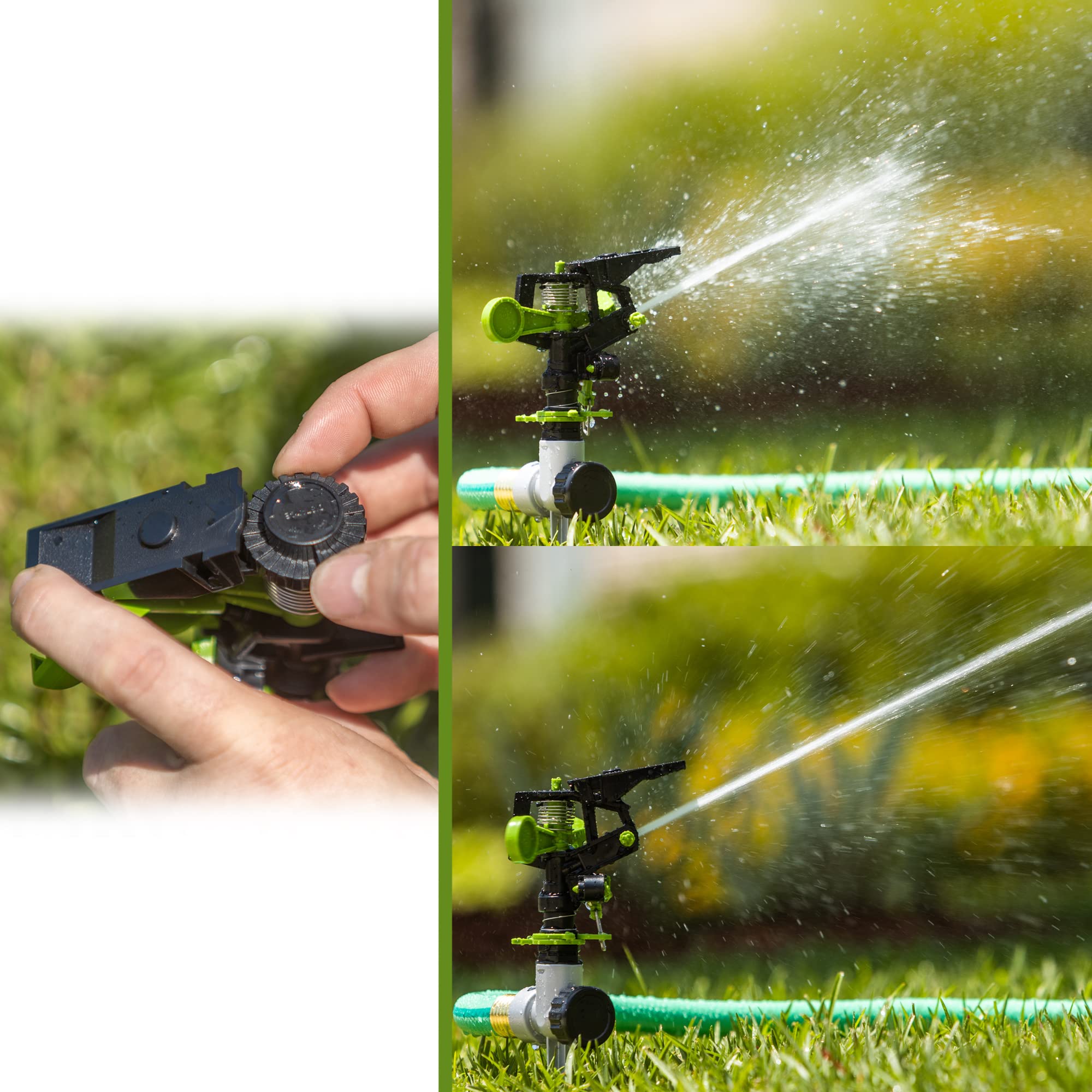 AMES 3-Piece Sprinkler Set with 2 Pulsating Spike & 1 3-Arm Rotating Sprinkler - 360° Adjustable Lawn Watering System for Garden, Yard | Easy Hose Connection | Perfect for Grass, Flower Beds & Landscaping