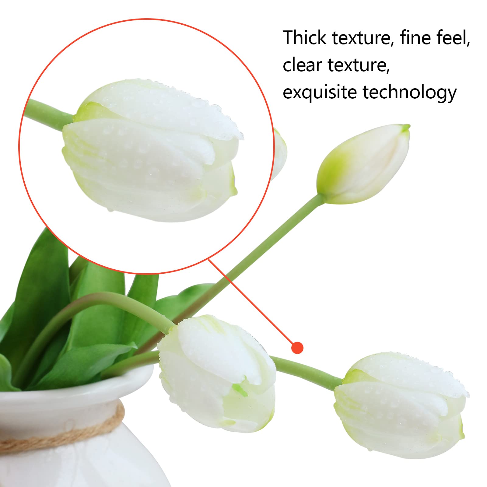 10pcs Real Touch Artificial Tulip Flowers - Faux Latex Tulips Bouquet with Gift Box for Wedding, Party, Home & Room Decor (White) - Perfect for Centerpieces, Tablescapes & DIY Floral Arrangements