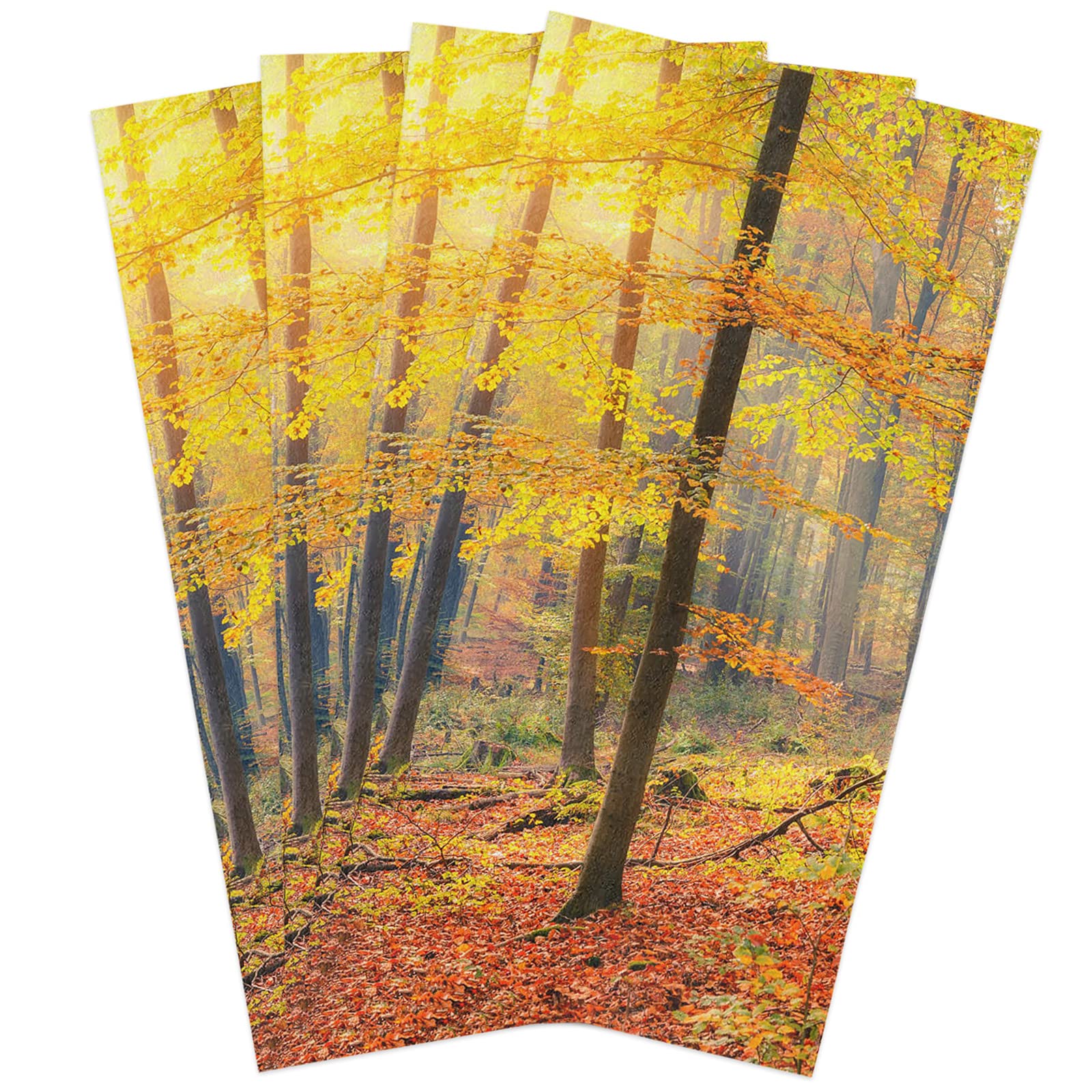 Premium 4-Pack Autumn Leaves Kitchen Towels Set - 18