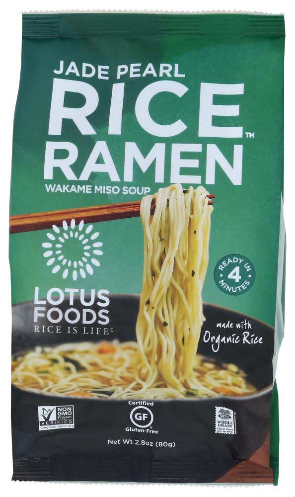 Organic Jade Pearl Rice Ramen with Miso Soup by Lotus Foods - 2.8 oz (Case of 10) - Perfect for Quick Meals, Healthy Lunches & Vegan Diets