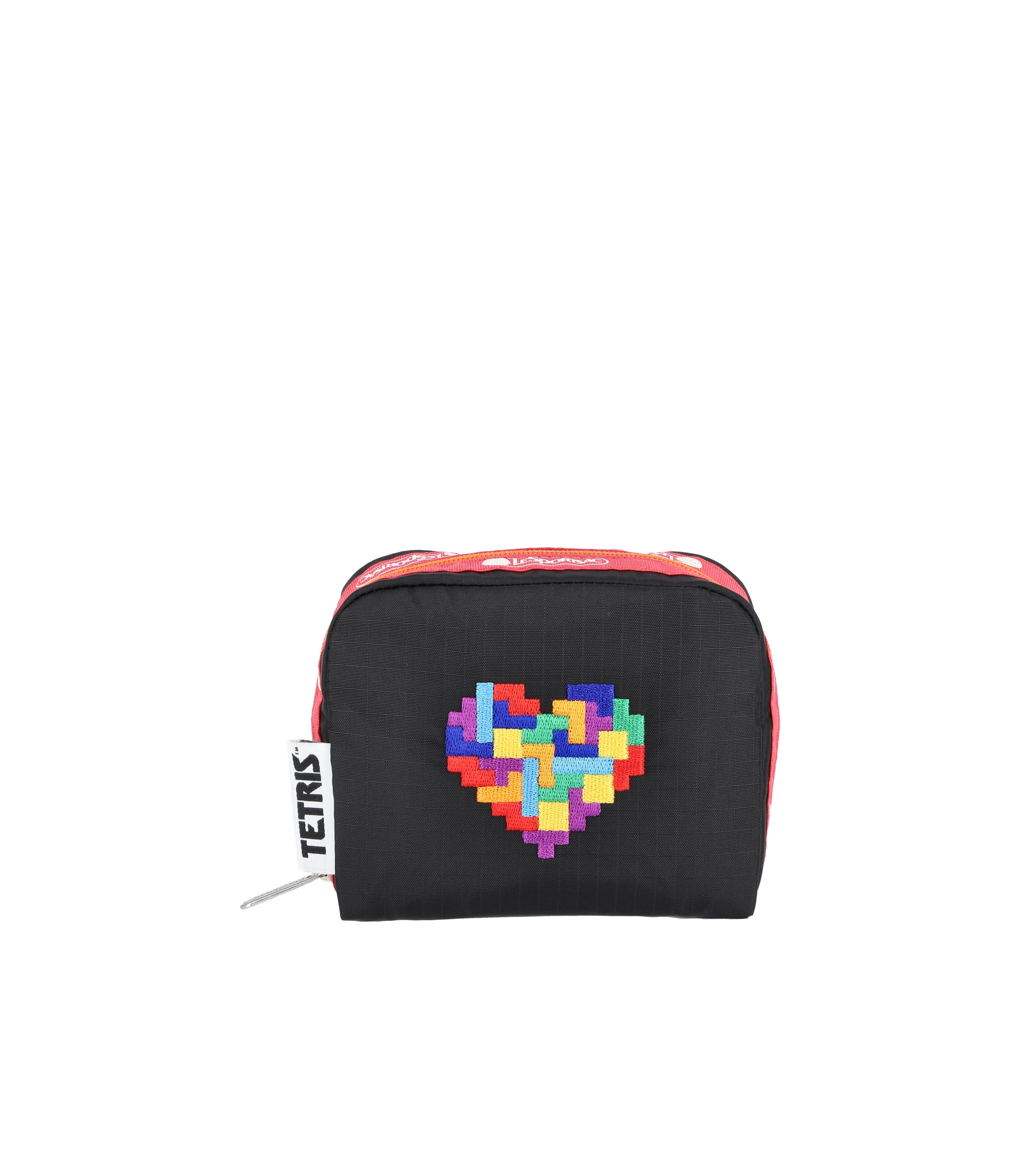 Tetris™ Heart Embroidery Square Cosmetic