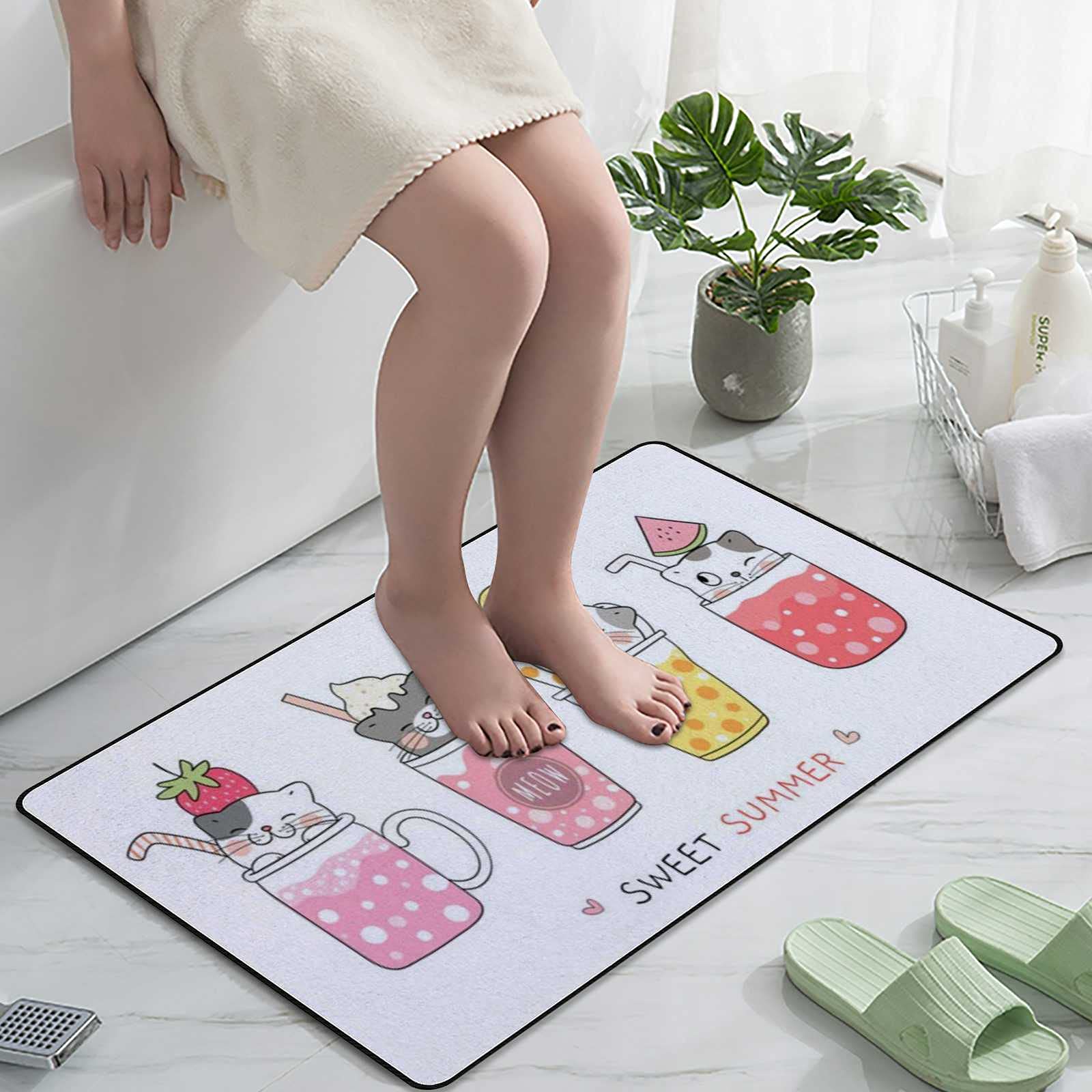 Non-Slip Soft Absorbent Bathroom Rug - Cute Cats Microfiber Bath Mat for Shower, Entryway & Floor (31x20 Inch) | Washable, Comfort Standing Cushioned Mat for Bath, Bedroom & Home Decor