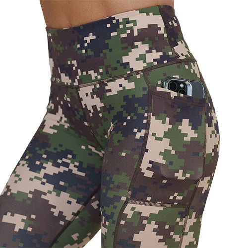 Digital Camo Leggings for Women - High Waisted Yoga Pants with Pockets, Moisture Wicking & Stretchy Workout Leggings - Perfect for Gym, Running, Hiking & Outdoor Activities