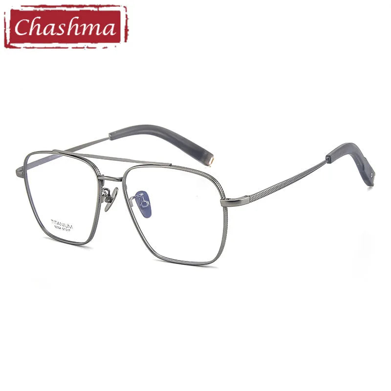 Men's Titanium Full Rim Square Eyeglasses with Double Bridge - Lightweight & Durable Frame for Reading, Driving & Everyday Use - Style 500004
