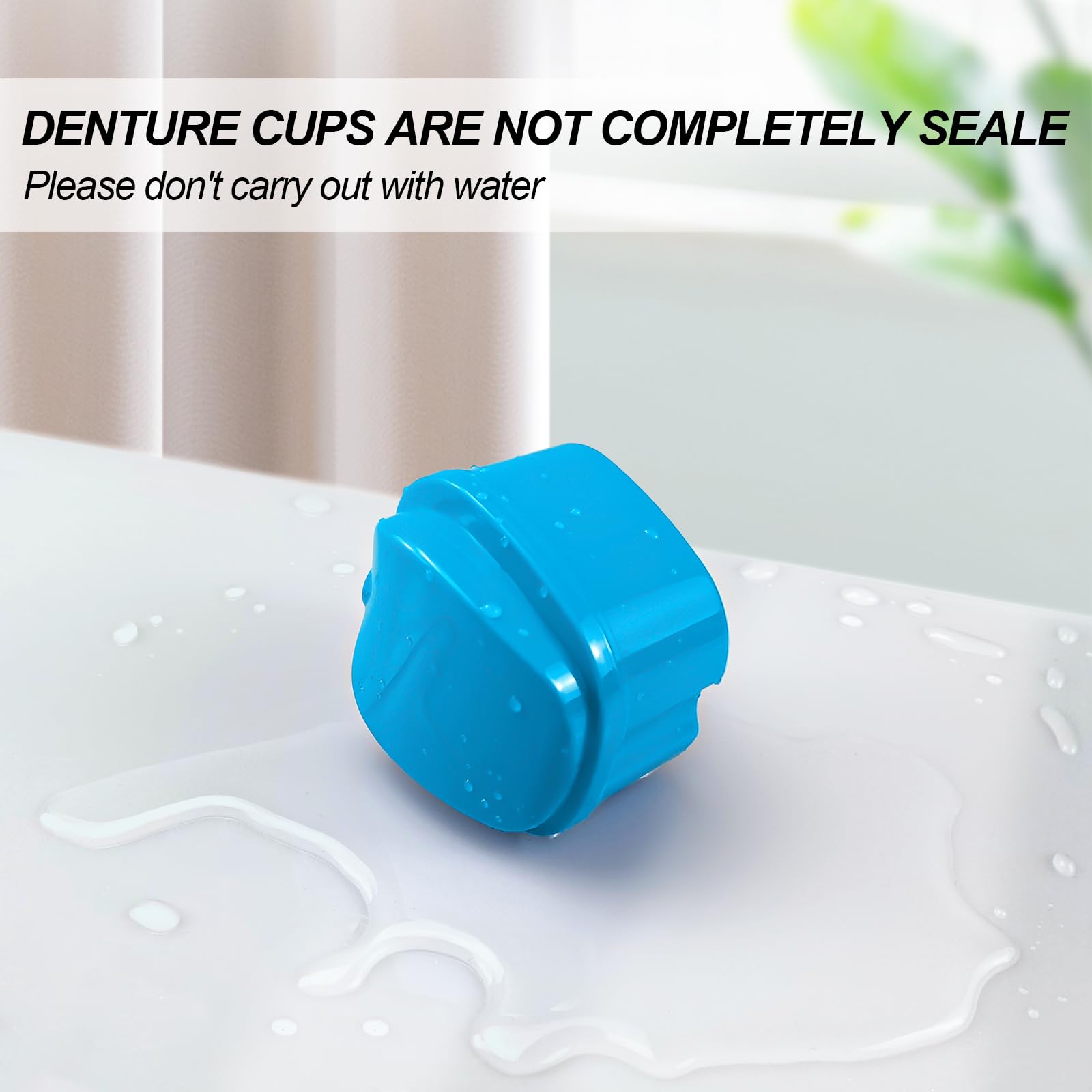 2 Pack Denture Cup with Strainer Basket - Purple and Blue | Denture Bath Holder, Retainer Cleaner Case, False Teeth Container | Perfect for Travel, Home & Daily Dental Care