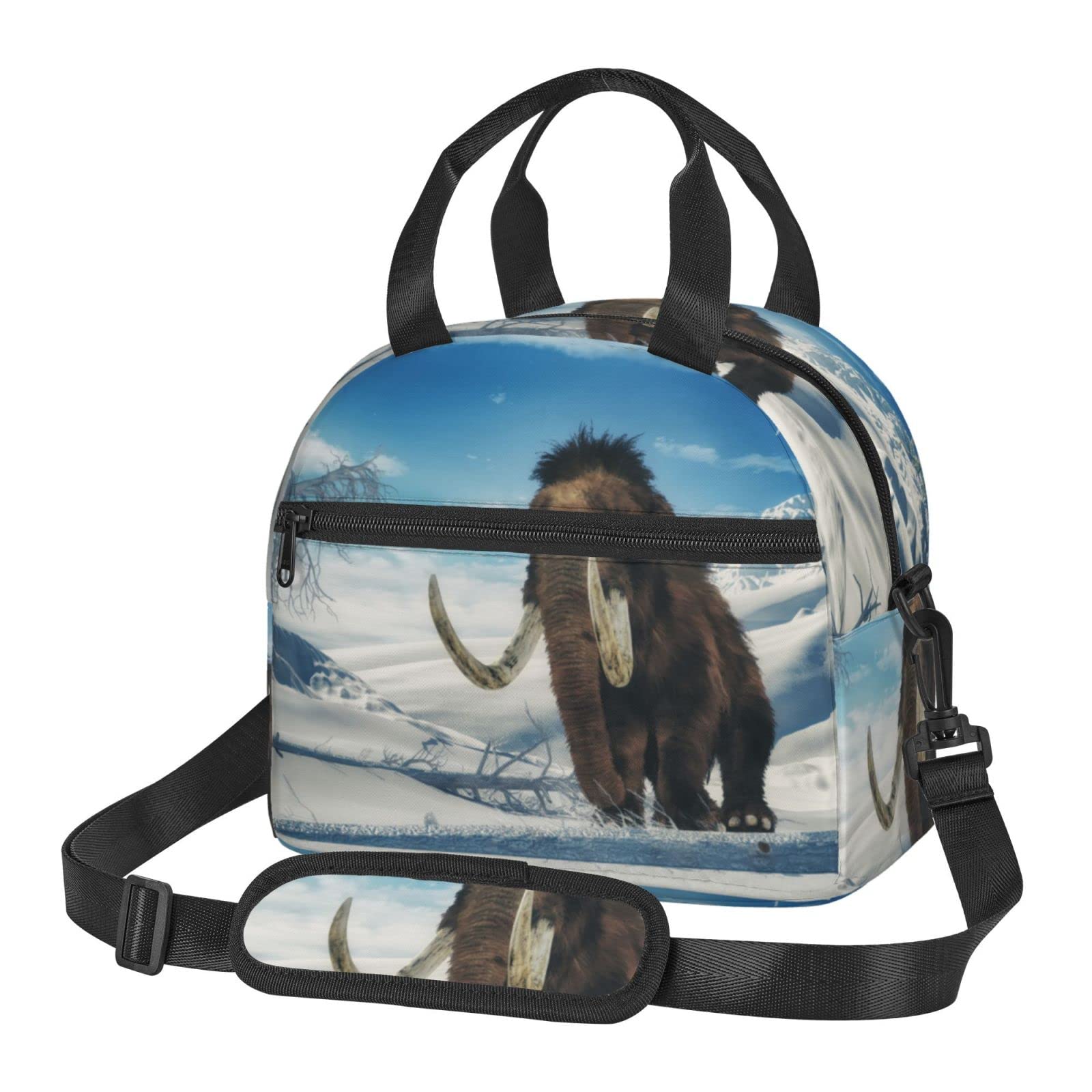 Reusable Insulated Lunch Bag for Women & Men - Mammoth On Ice Stylish Lunch Tote with Adjustable Shoulder Strap | Perfect for Work, School, Picnics & Outdoor Activities
