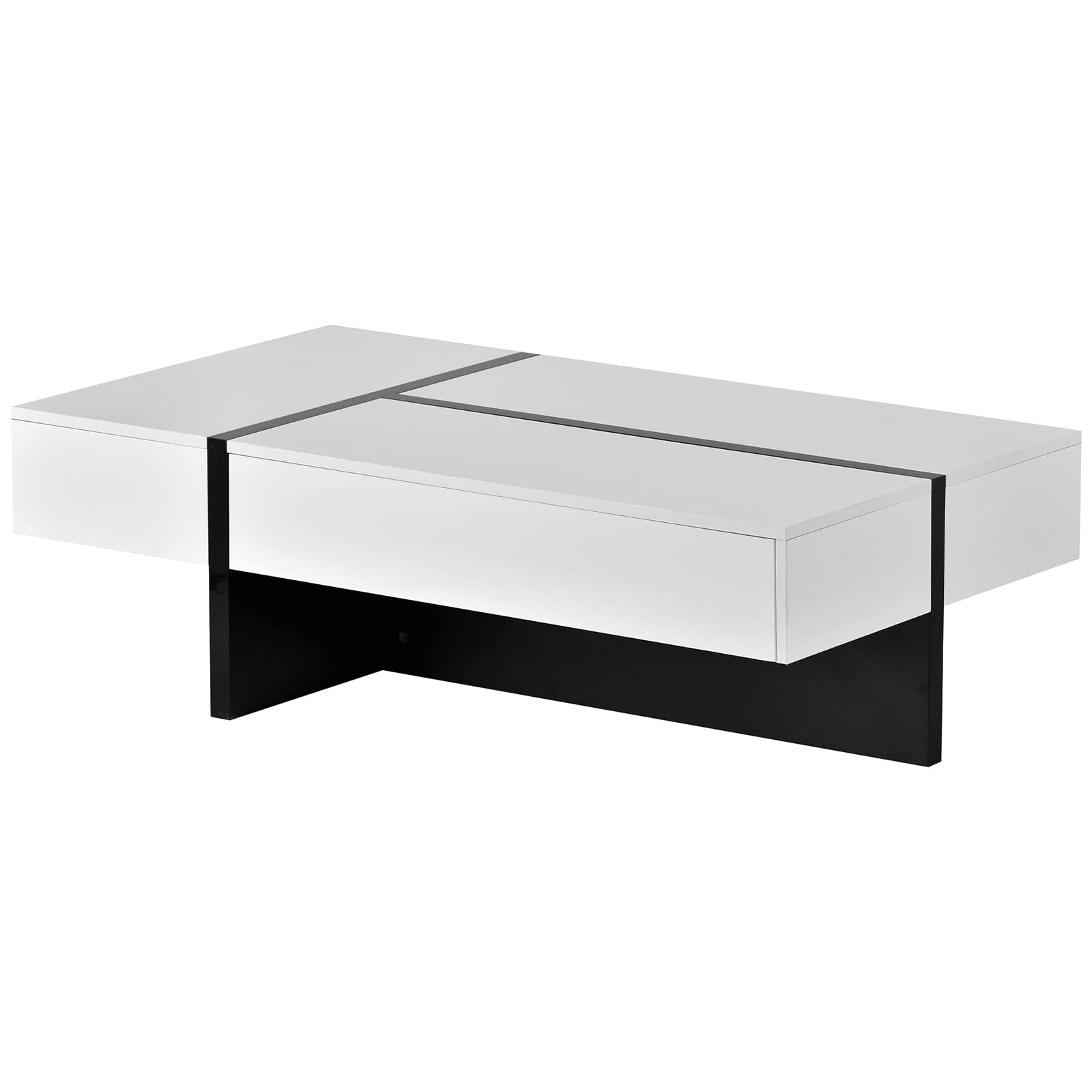 Modern Rectangle Coffee Table with Unique Design - High Gloss Cocktail Table for Living Room - 45.2 x 25.5 x 13.7 Inches Center Table for Sofa or Lounge Chairs - Easy Assembly - Perfect for Small Spaces, Apartments & Contemporary Home Decor