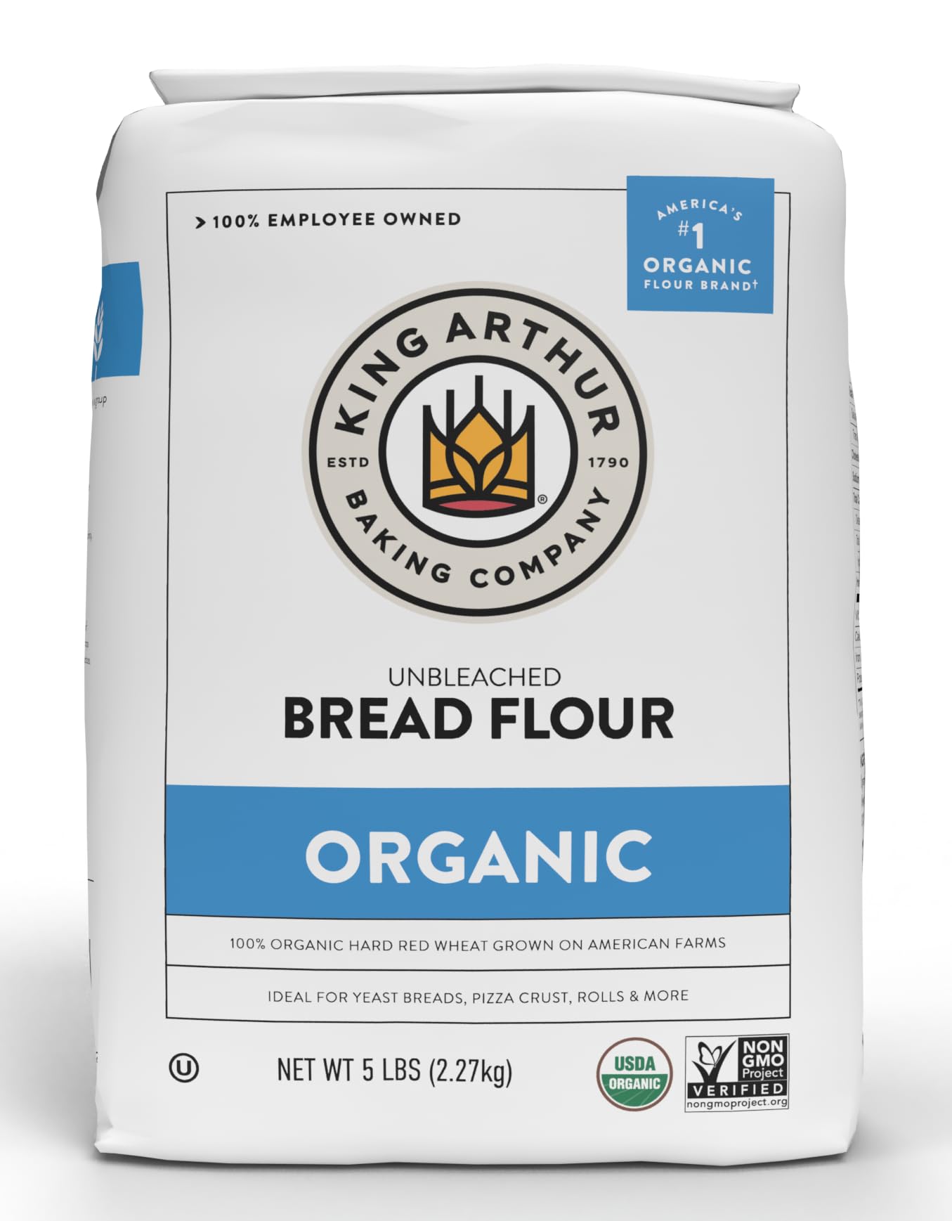 King Arthur Organic Unbleached Bread Flour - Non-GMO, 5 LB (Pack of 6) | Perfect for Artisan Bread, Pizza Dough & Homemade Pastries
