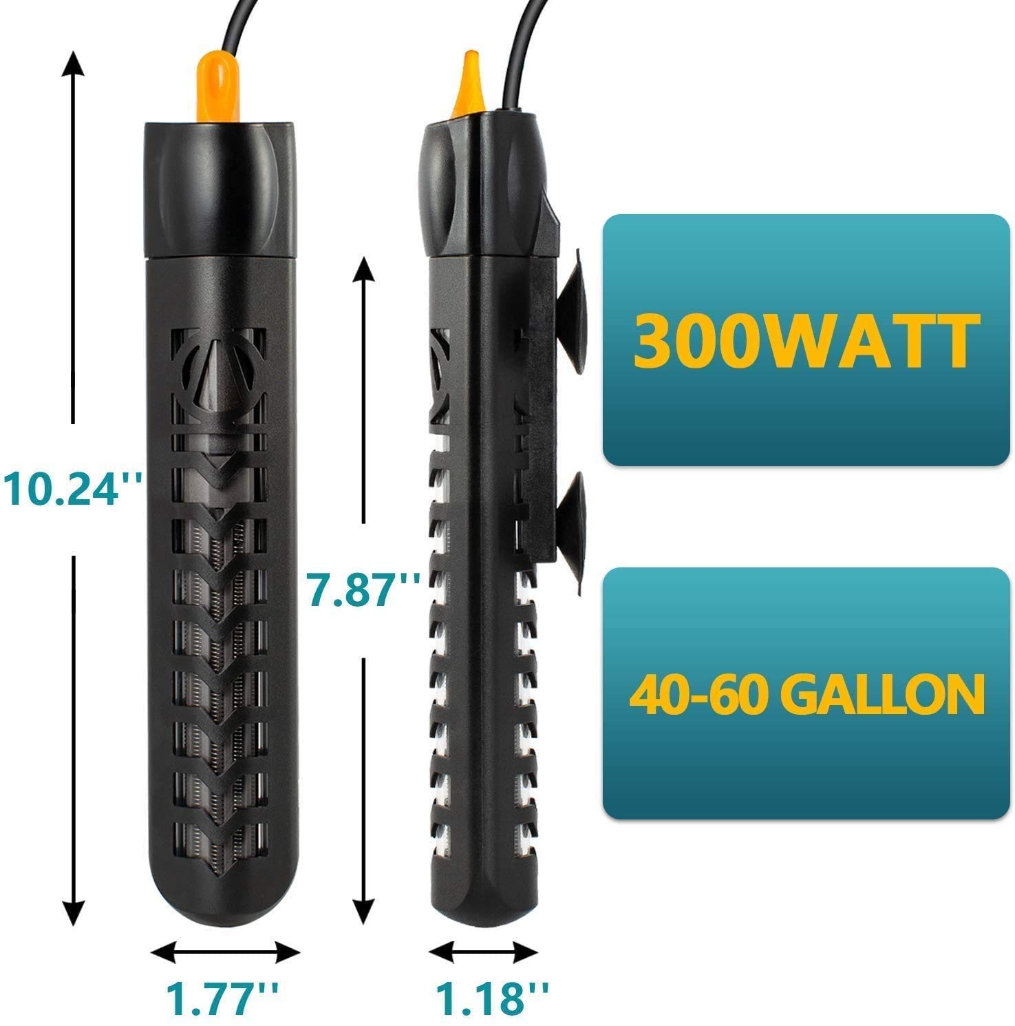 300W Submersible Aquarium Heater for Saltwater & Freshwater (40-75 Gal) - Safe & Accurate for Fish Tanks