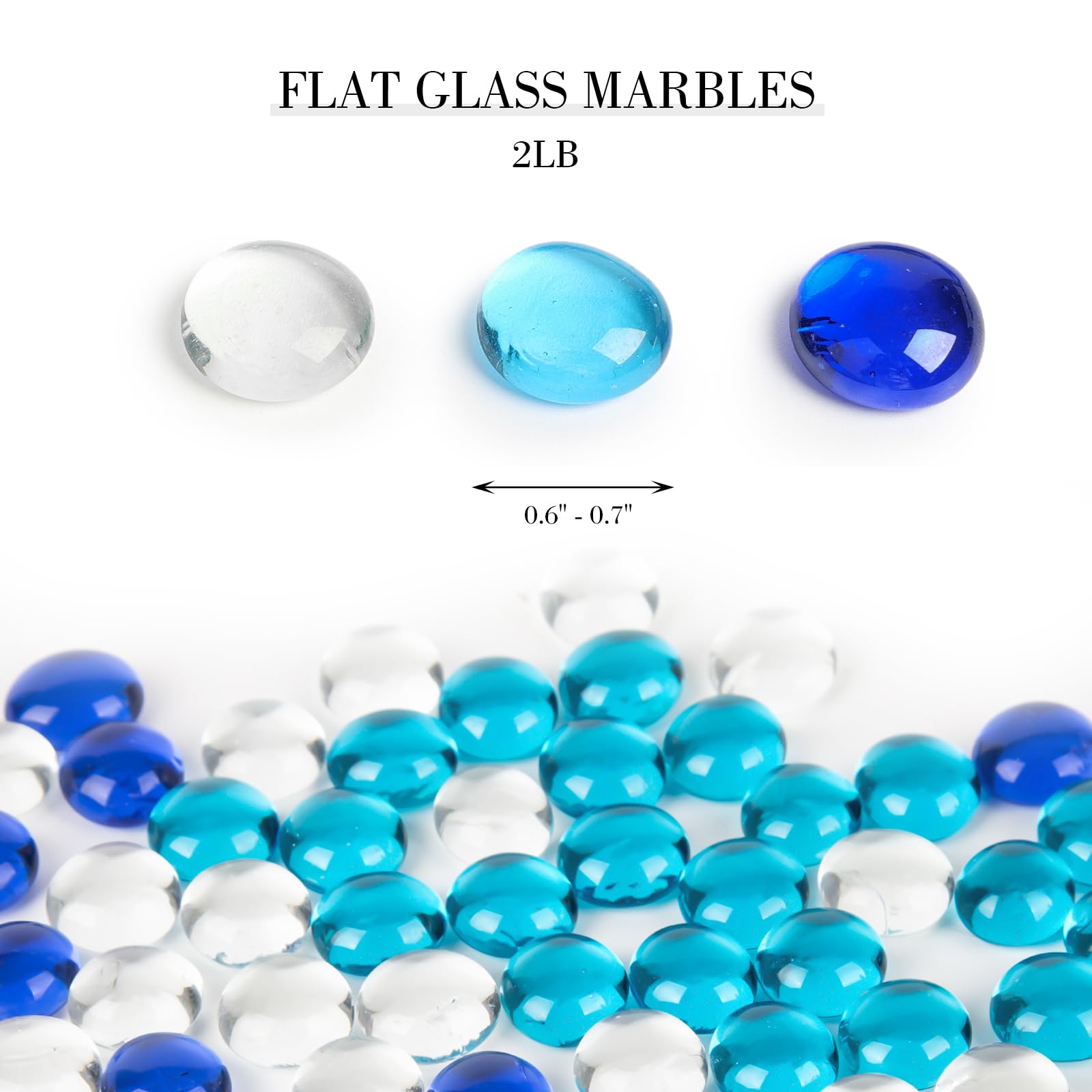 DomeStar 2LB Mixed Blue Flat Glass Marbles - Decorative Vase Fillers, Aquarium Pebbles & Fish Tank Rocks for DIY Crafts, Table Scatter & Home Decor | Perfect for Centerpieces, Terrariums & Wedding Decorations