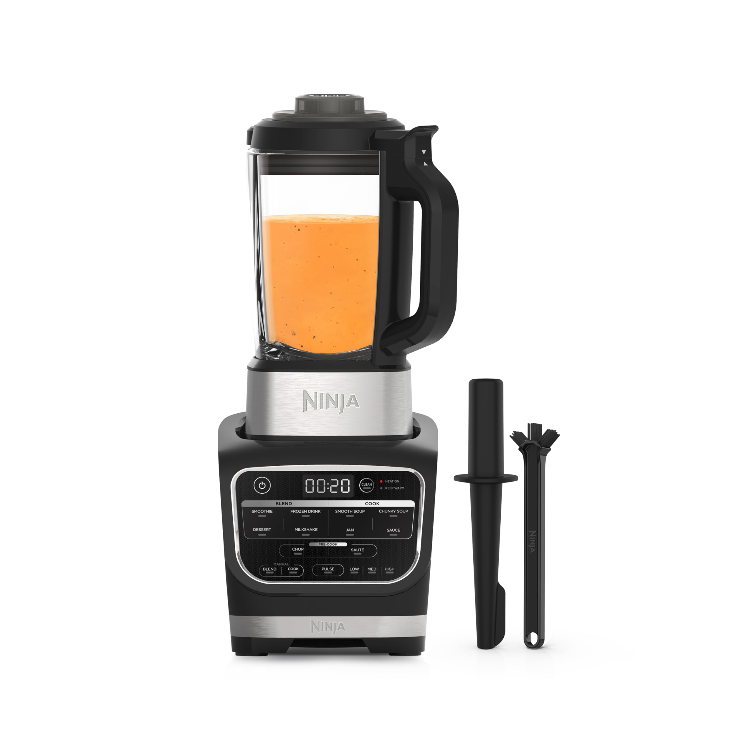 Ninja Foodi Blender & Soup Maker with 10 Auto-iQ Programs, 1.7L Glass Jug, 1000W Power - Hot & Cold Blender for Smoothies, Soups, Nut Milks - Built-In Heating Element, Tamper & Cleaning Brush - Perfect for Kitchens, Smoothie Bars & Healthy Meal Prep (Black HB150UK)