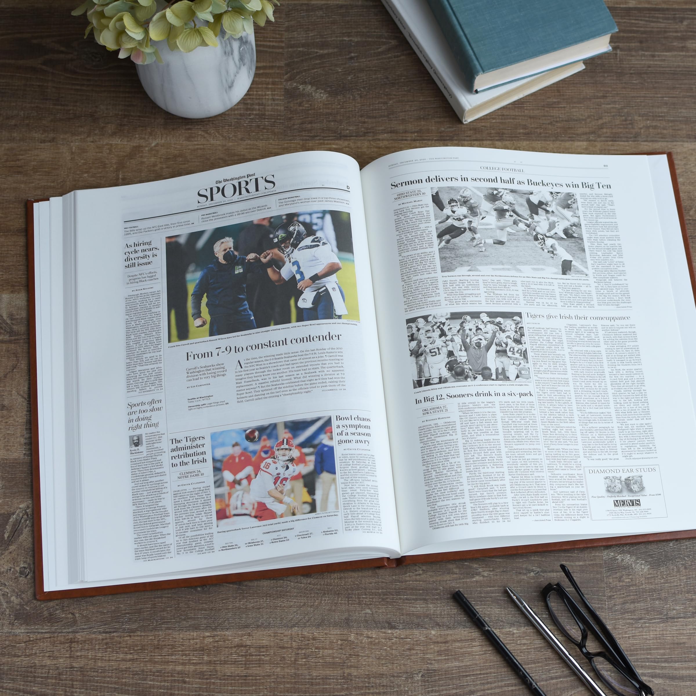 Personalized College Football Newspaper History Book - Custom A3 Large Deluxe Hardcover Gift for Football Fans, Alumni & Students | Perfect for Graduation, Retirement & Game Day Memorabilia