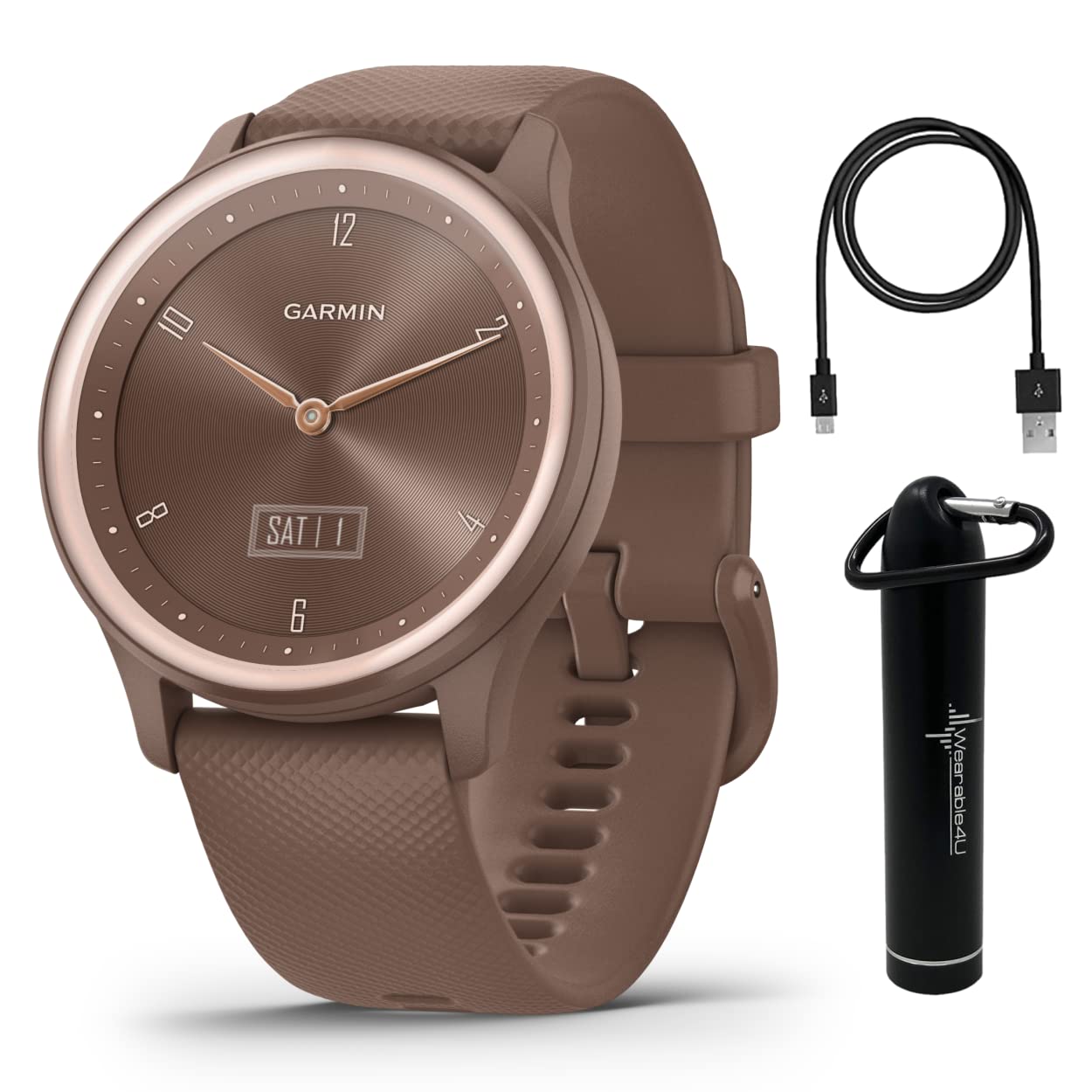 Garmin vivomove Sport Hybrid Smartwatch with Health Features & Touchscreen - Cocoa Energy Bundle | Fitness Tracking, Sleep Monitoring, Smart Notifications for Active Lifestyles