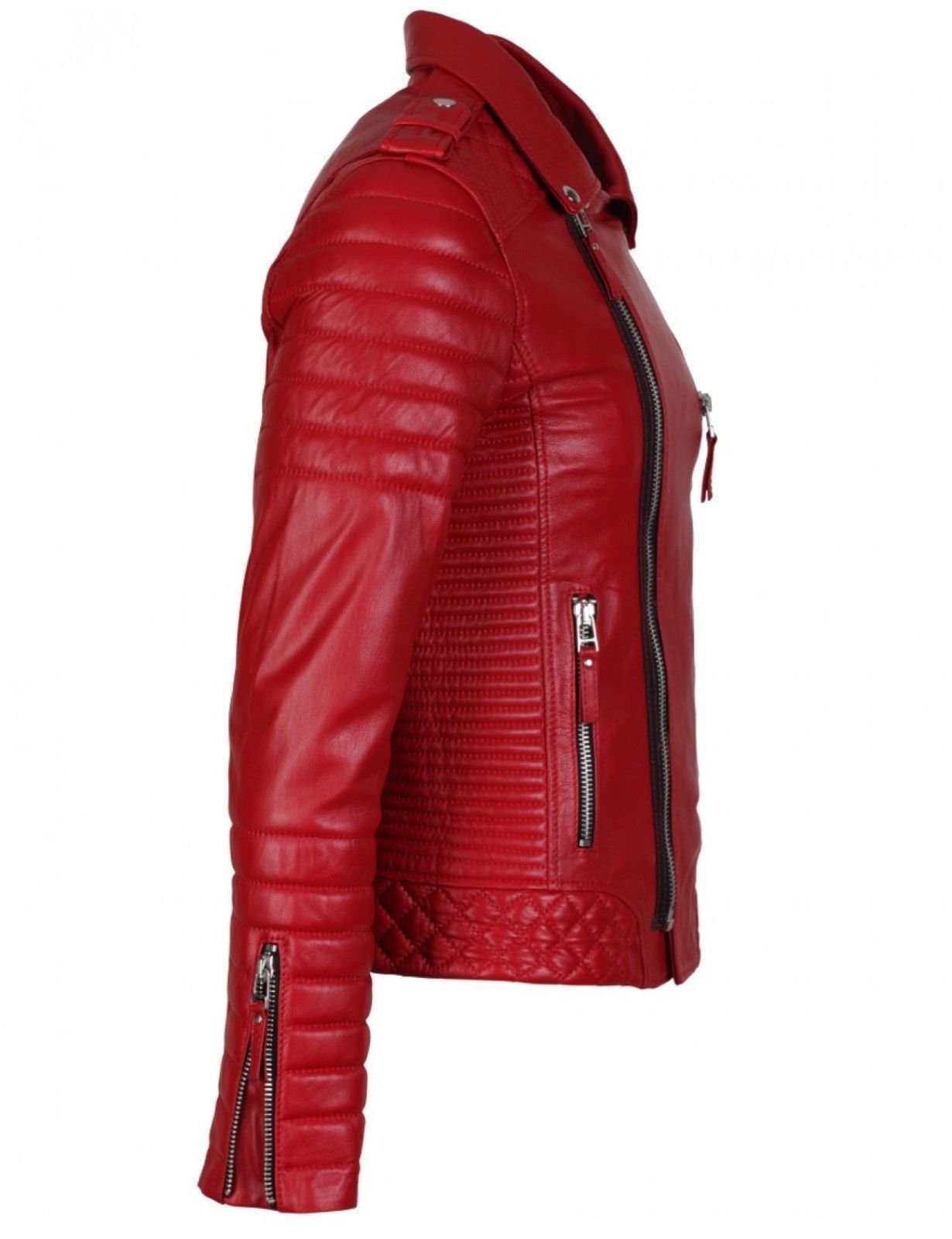 Genuine Soft Lambskin Bomber Biker Jacket for Men - Red Leather Style Jacket | Perfect for Motorcycle Riding, Casual Outfits & Winter Fashion