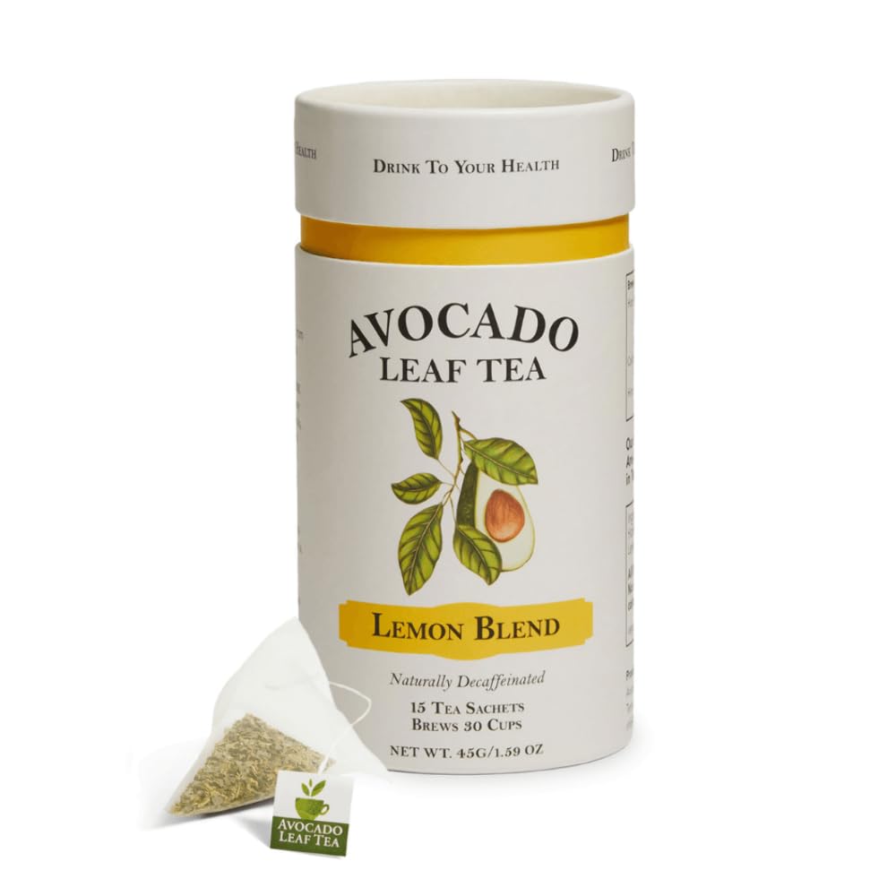 Organic Avocado Leaf Lemon Herbal Tea - Caffeine-Free, Immune Boosting, Non-GMO | 15 Tea Bags (30 Servings) | Perfect for Cold Brew Iced Tea or Relaxing Hot Tea - Ideal for Stress Relief & Wellness Routine