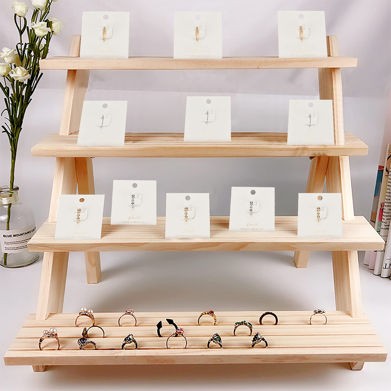 100 Pcs Plastic Jewelry Display Cards - Square Ring Holder Hanging Storage for Earrings, Necklaces & Bracelets - Perfect for Retail Stores, Boutiques & Trade Shows