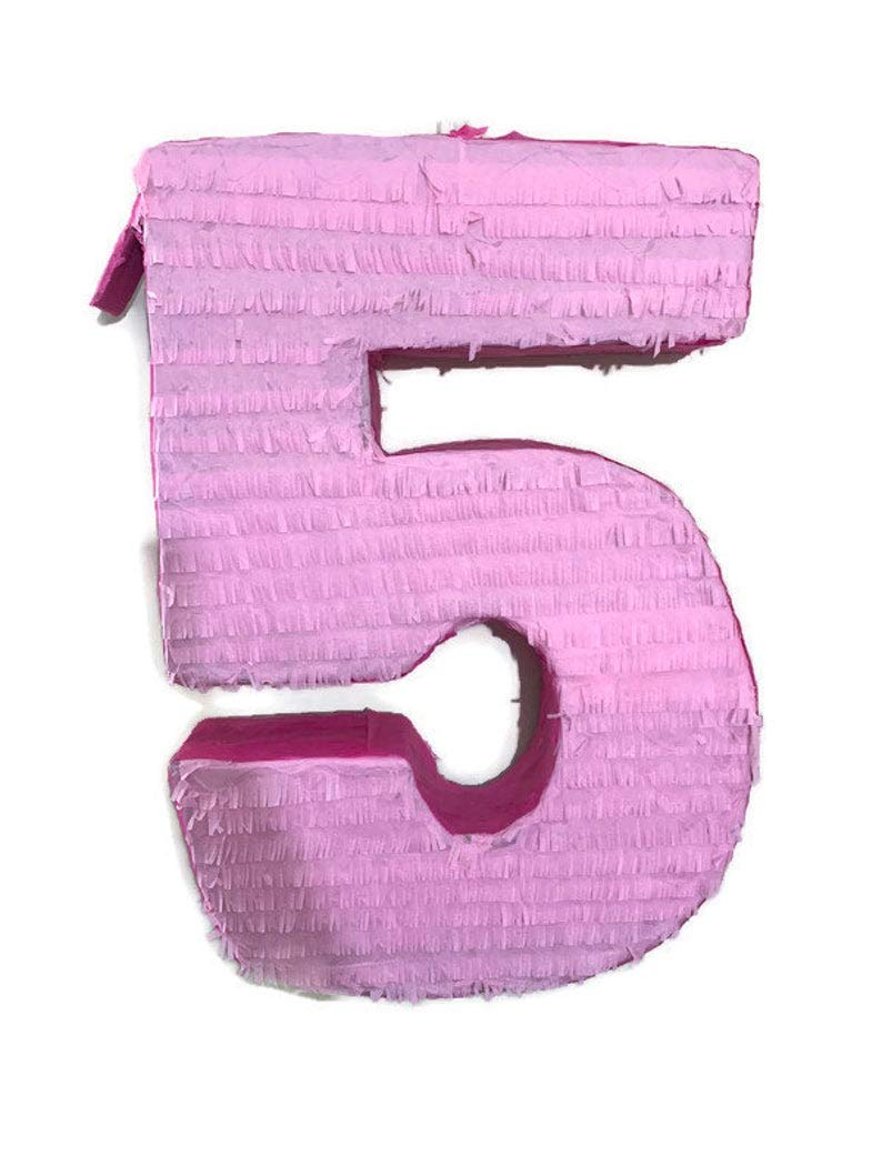 Light Pink Number 5 Pinata - Birthday Party Decorations for Girls, Kids Birthday Supplies, Gender Reveal Party, Baby Shower & Cinco de Mayo Celebrations