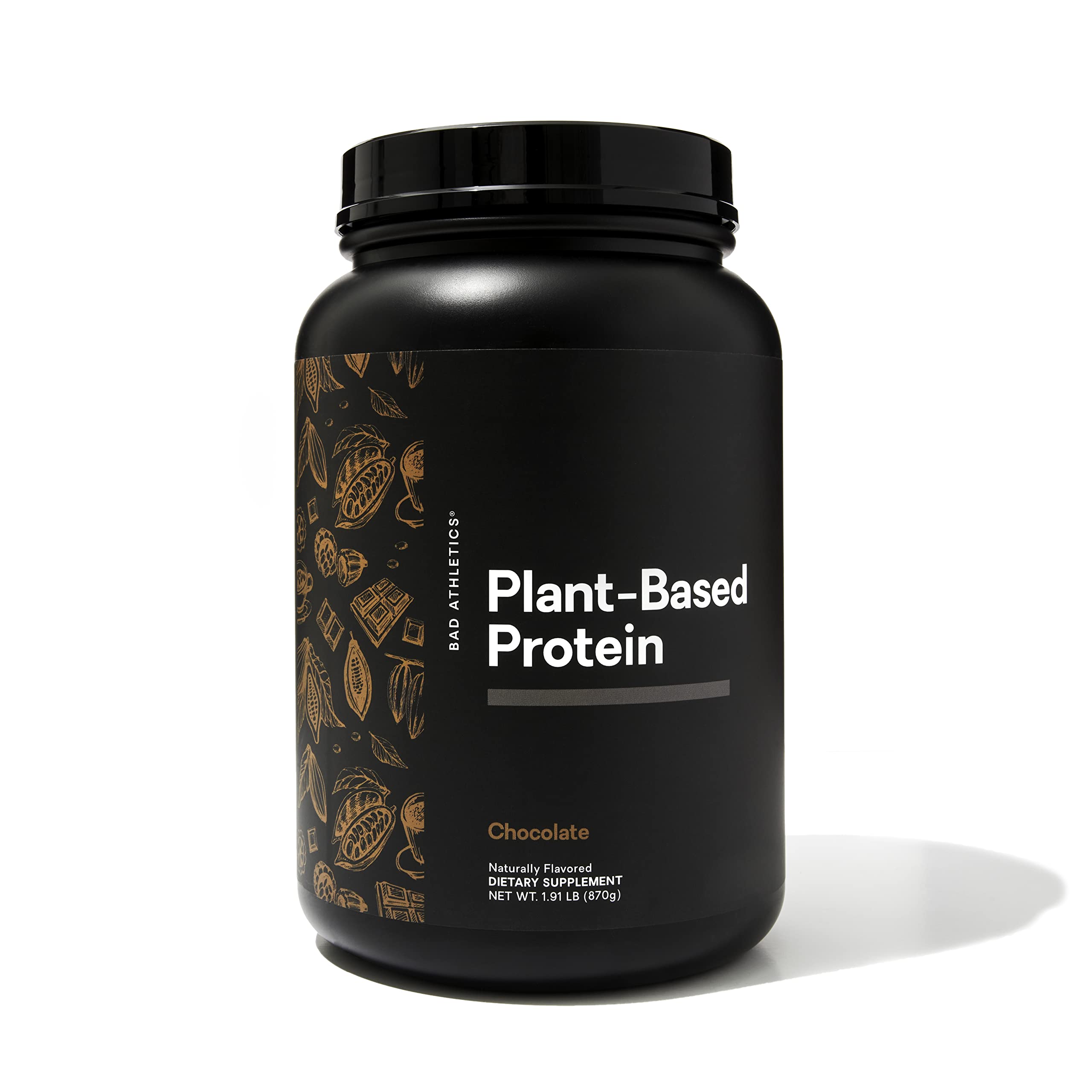 Bad Athletics Chocolate Plant-Based Protein Powder | 15g Protein per Serving | Vegan Protein Supplement & Healthy Snack | 30 Servings - Perfect for Post-Workout Recovery & On-the-Go Nutrition