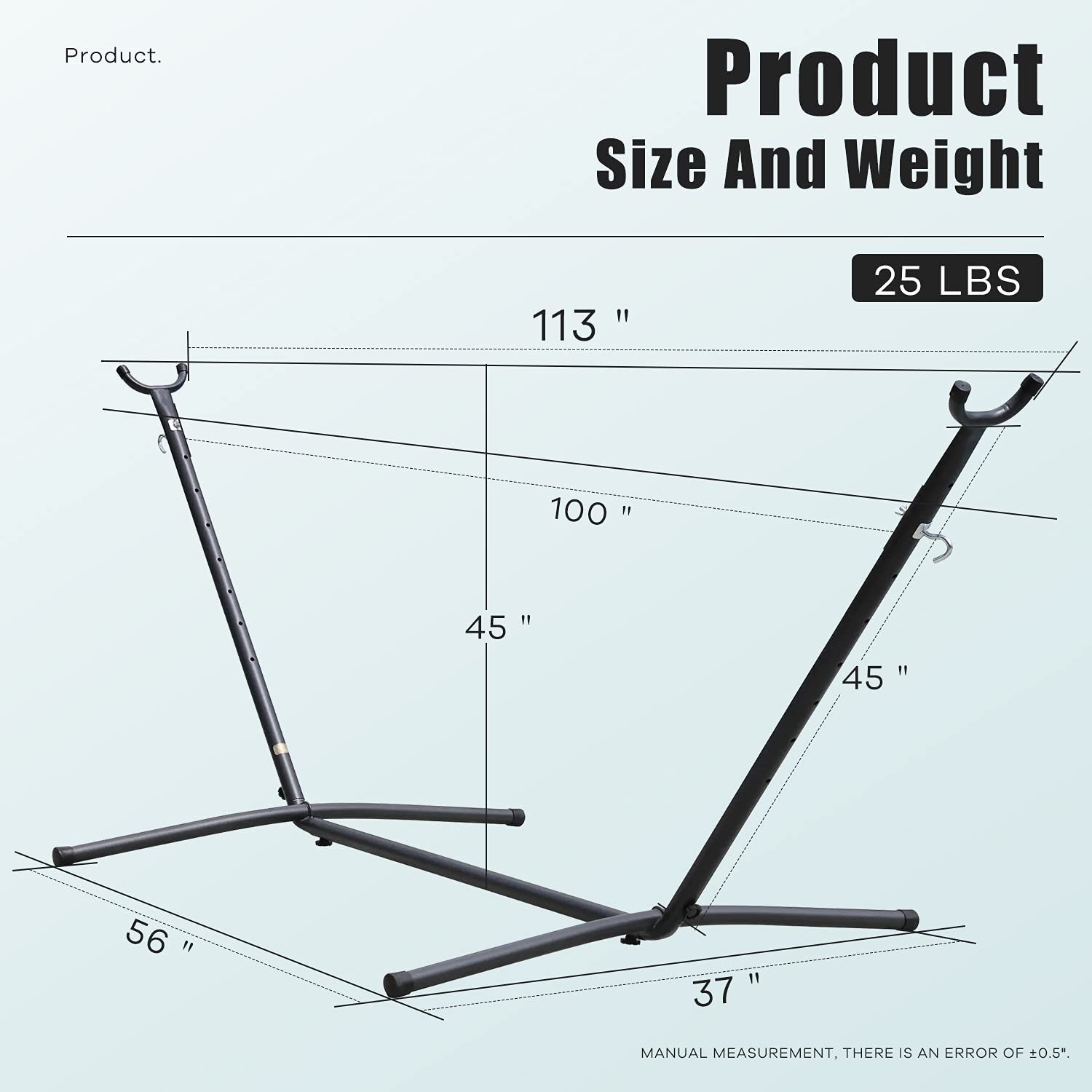 Heavy Duty Hammock Stand Only - 450LBS Capacity Alloy Steel Portable Hammock Holder for Outdoor, Patio, Indoor Use with Carrying Case | Perfect for Camping, Backyard Relaxation & Beach Vacations