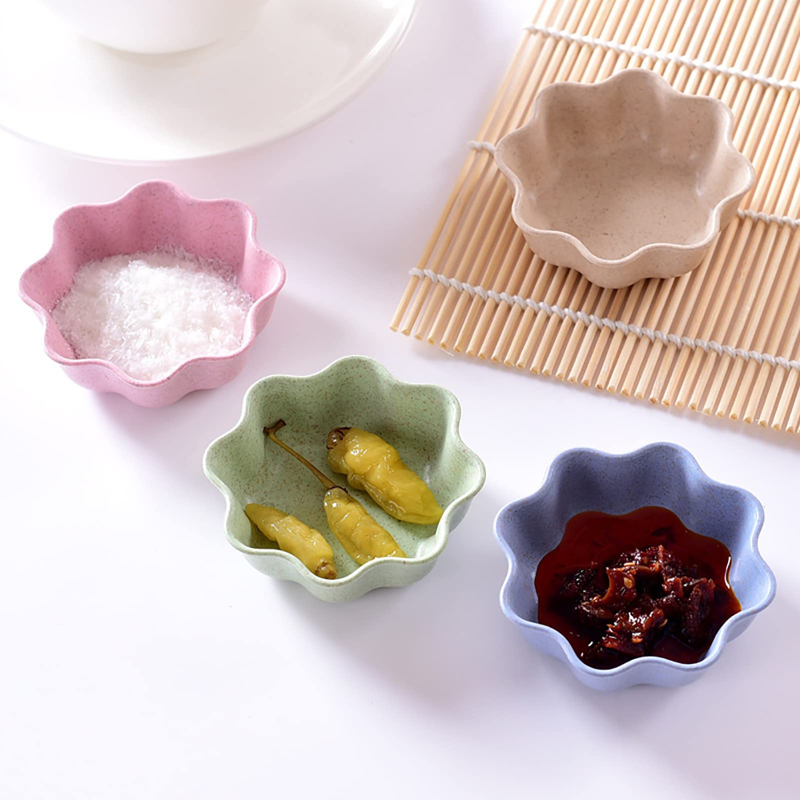 8-Piece Small Soy Sauce Dipping Bowls Set - Eco-Friendly Wheat Straw Mini Appetizer Plates for Sushi, Dumplings & Asian Cuisine | Perfect for Restaurants, Home Dining & Party Serving